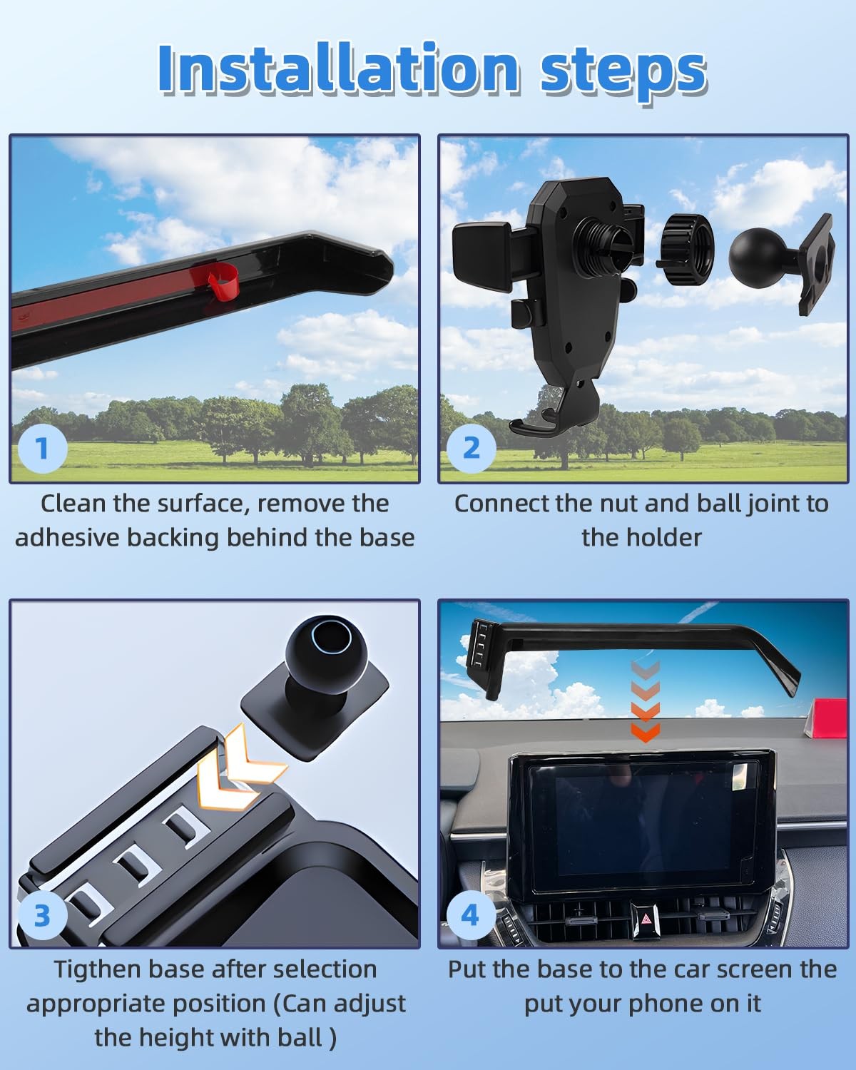 Pzk Car Phone Mount For 2020 2021-2024 2025 Toyota Highlander L/Le/Hybrid