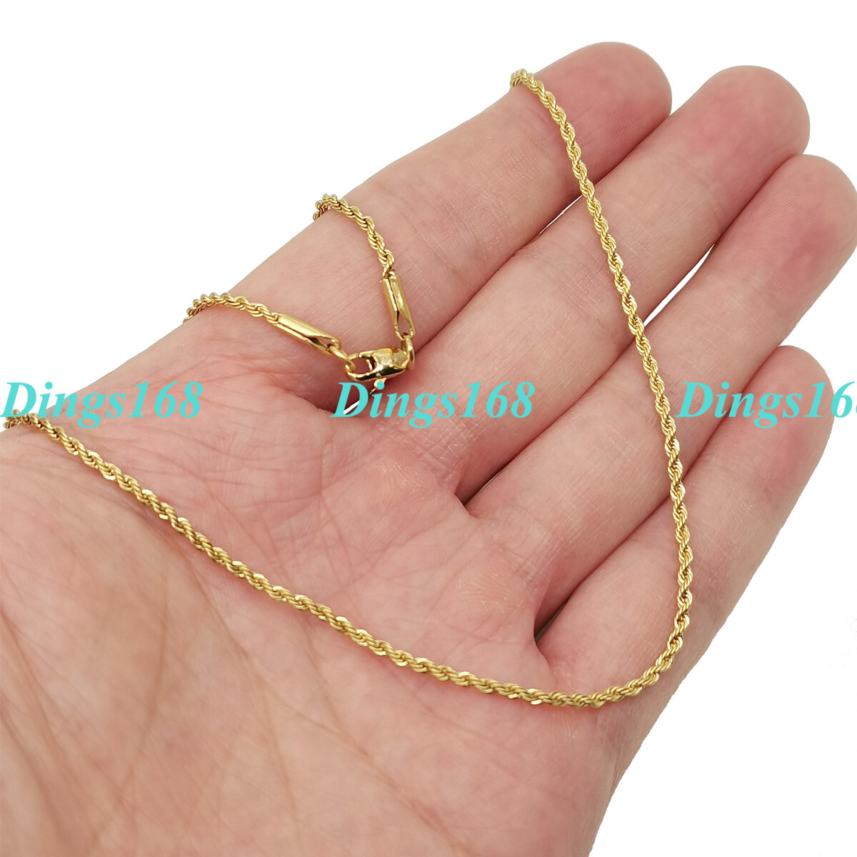 Genuine 18K Gold Filled 1.7mm Rope Chain Necklace 16″ 18″ 20″ 22″ 24″ 26″ 28-32″
