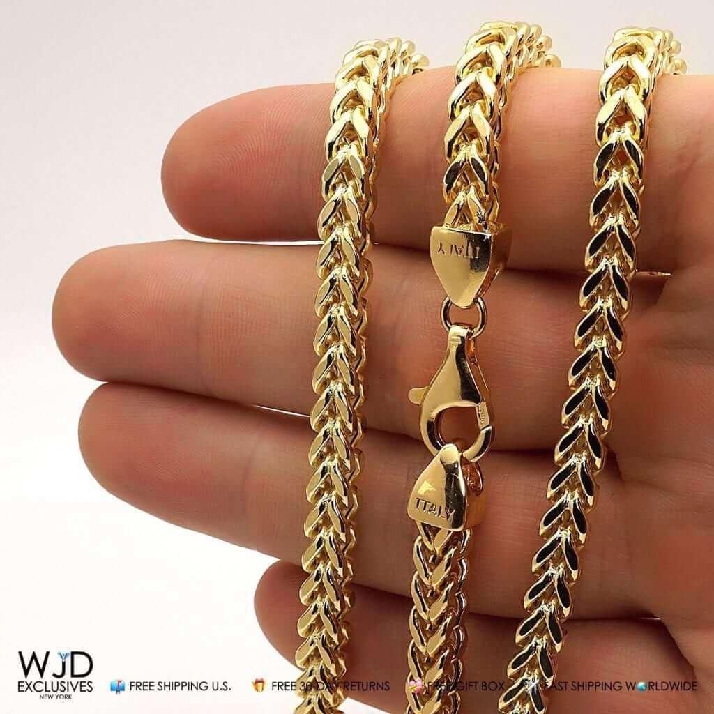 14K Gold Over 925 Sterling Silver 5mm Franco Box Chain Necklace 20″-30″