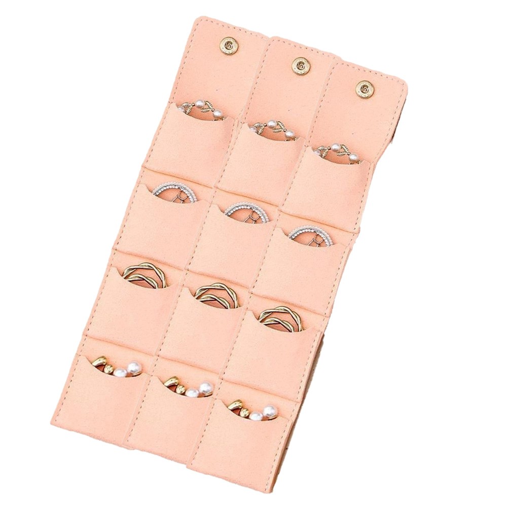 2Pcs Pink Mini Travel Jewelry Organizer Bags Portable Jewelry Roll Up Bag Case