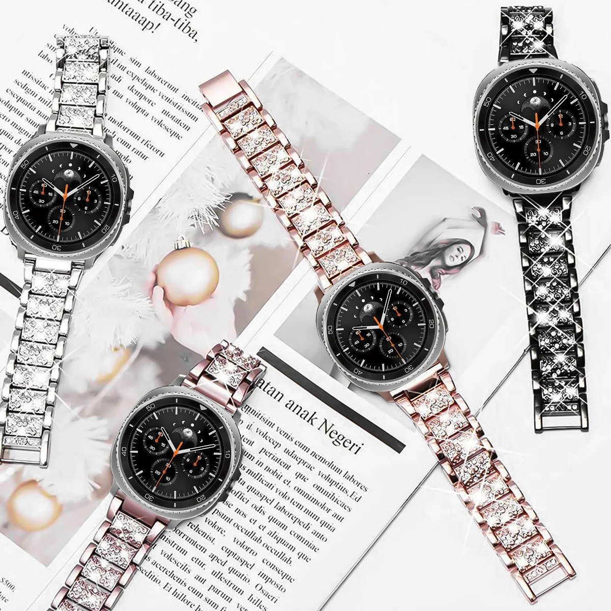 Luxury Diamond Metal Band for Samsung Galaxy Watch 8 40 44mm Classic 46mm Women