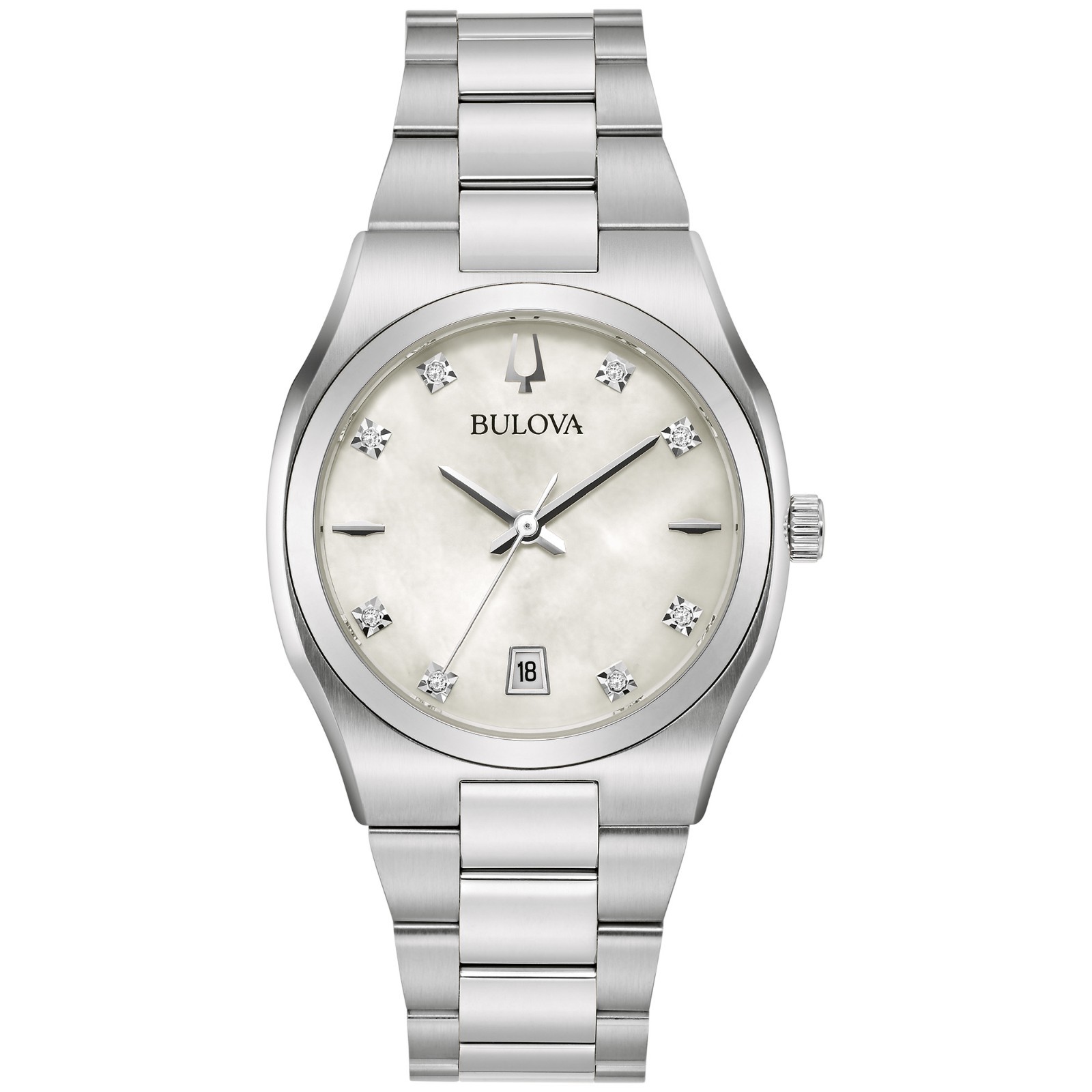 Bulova Women’s Surveyor Diamond Accent Silver Stainless Steel Watch 34MM 96P218