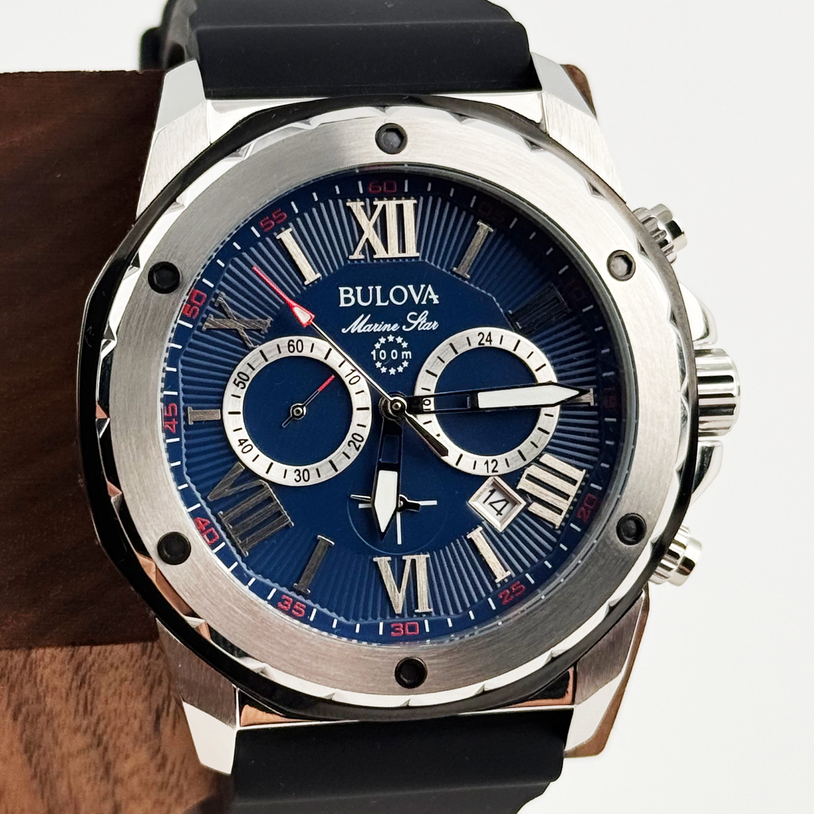 Bulova 98B258 Marine Star Men Watch Blue Dial Six-Hand Sports Chronograph