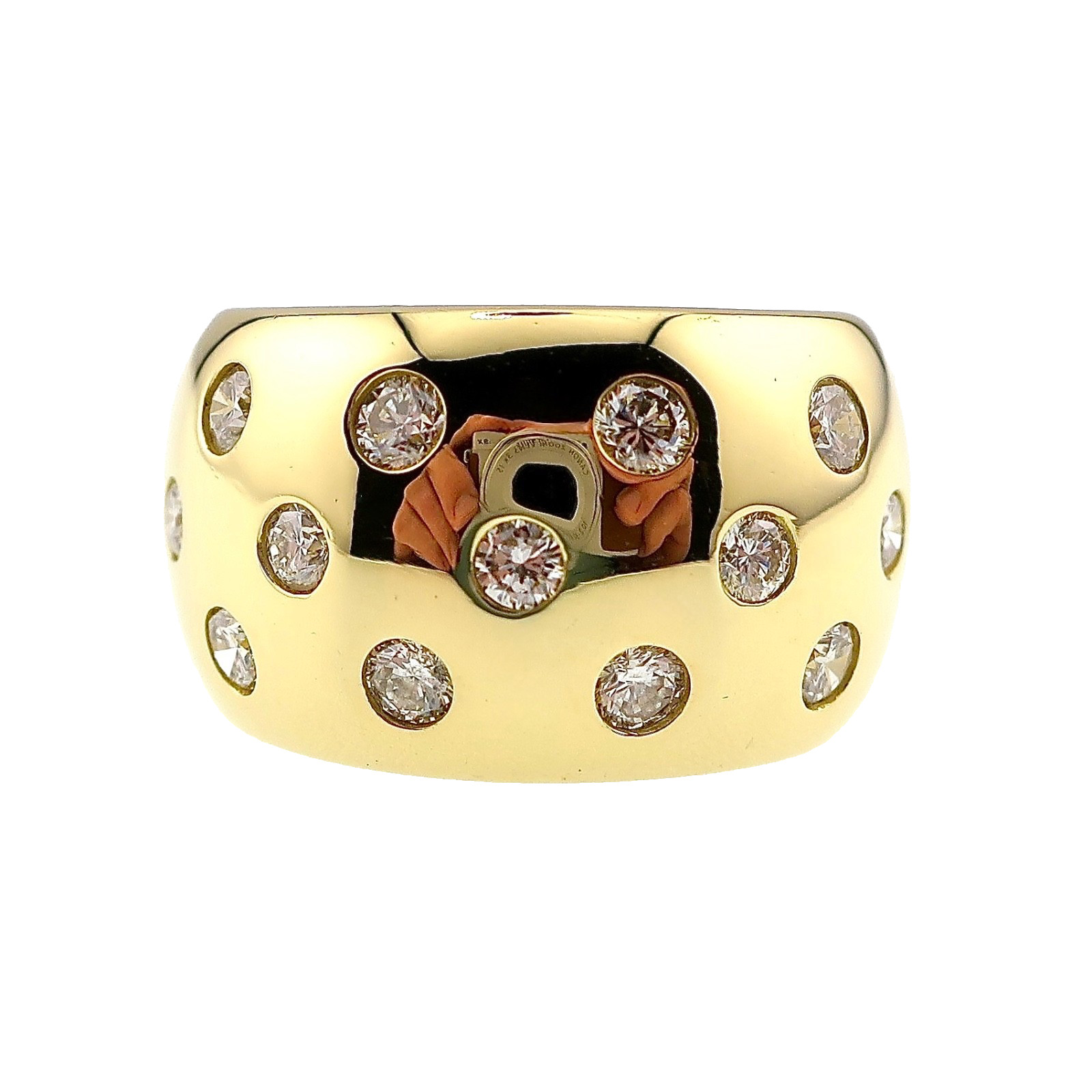 Classy 18k Slid Yellow Gold 1ct Natural Diamond 13.25mm Wide Band Ring Size 6.25