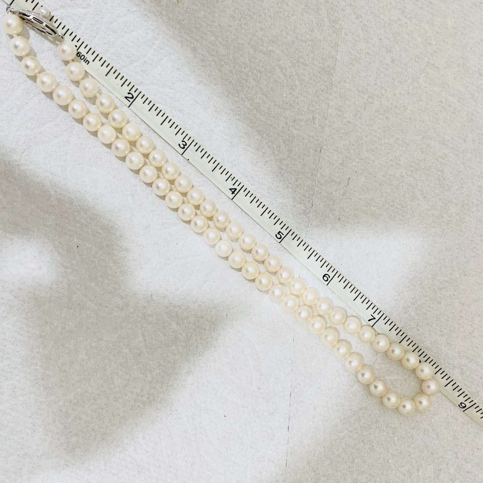 Hi Luster Akoya Pearl Necklace Strand Fuji Pearl OffWhite 7mm AAA+ SilverVTG 17”