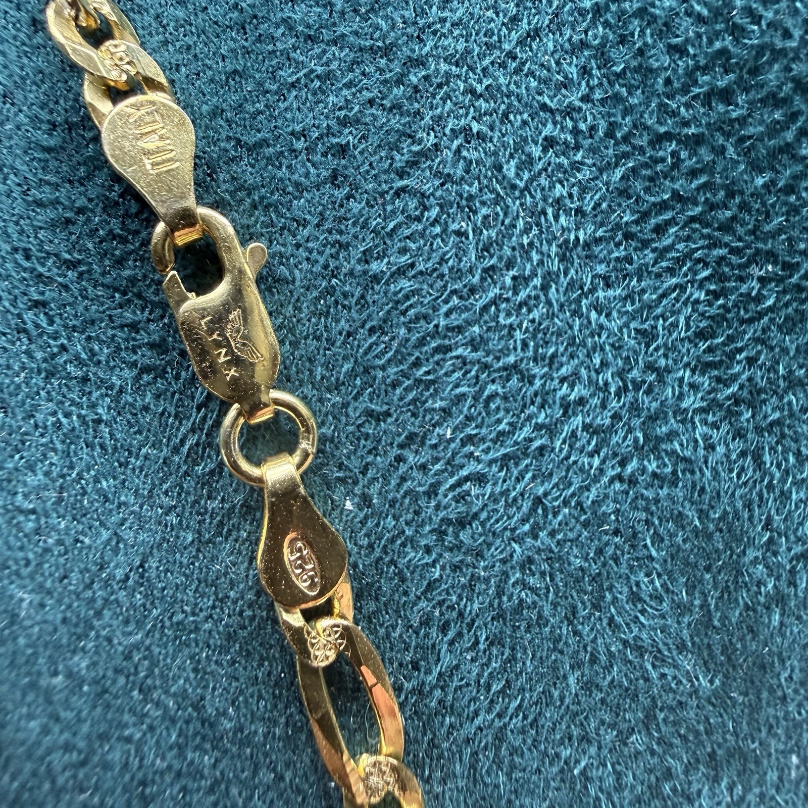 Gold Plated 925 Sterling Silver Diamond Cut Figaro Link Chain Necklace 26” 4mm
