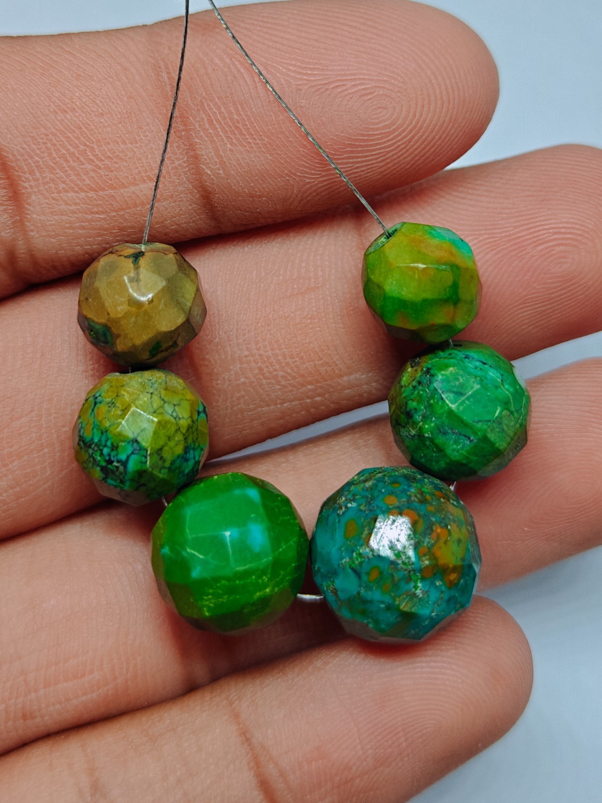 Genuine Natural Turquoise Faceted Round Beads, Loose Hubie Gemstone For Jewelry