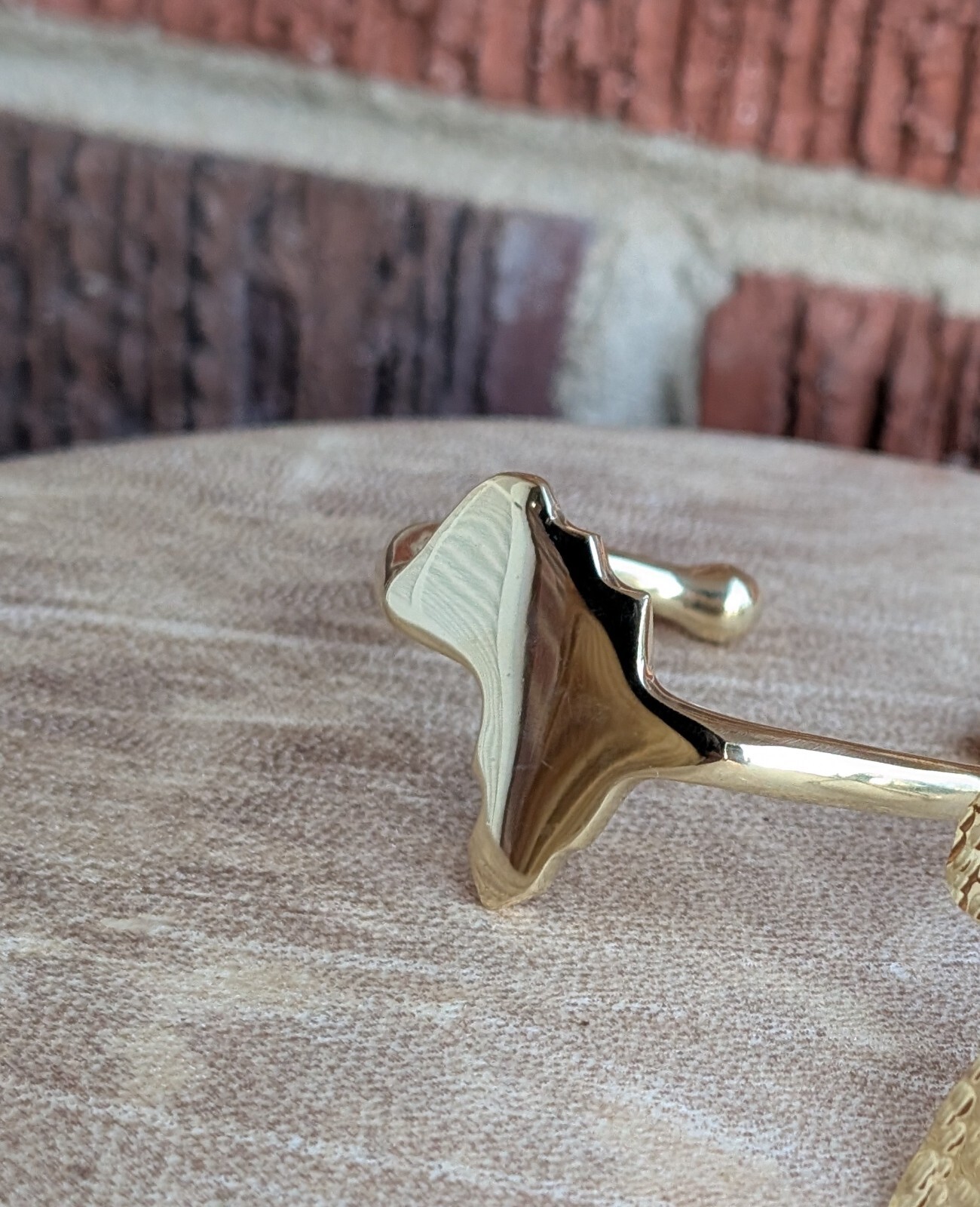Gold Brass Africa-shaped Bangle & Ring Set -Handmade in Kenya-Adjustable Ring