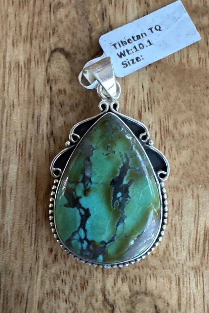 Beautiful Tibetan Turquoise Pendant, Sterling