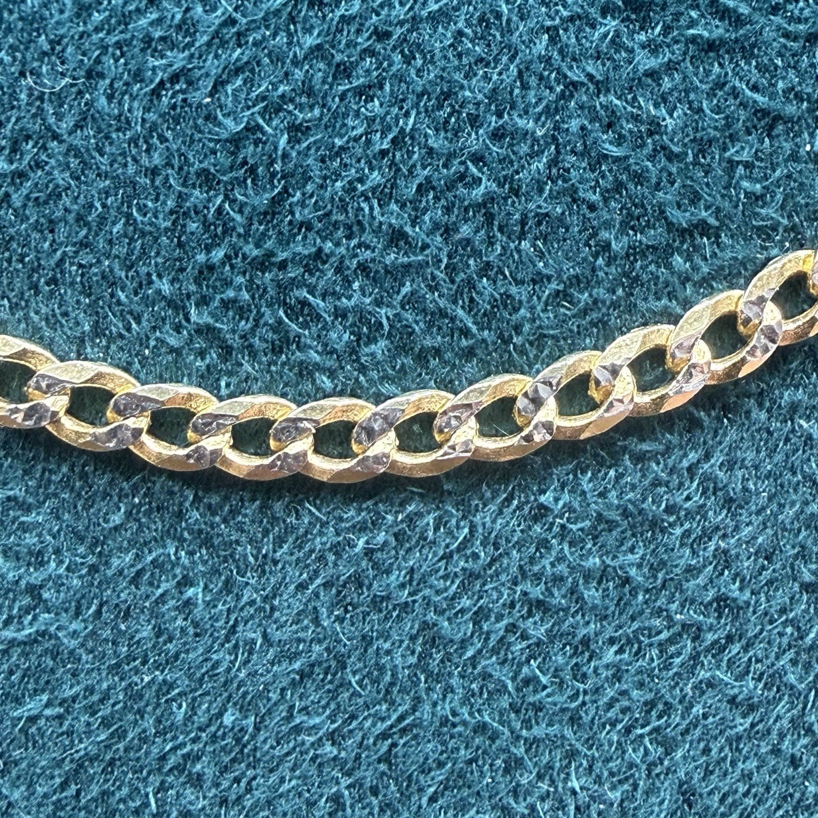 Curb Diamond Cut Chain Gold Plated Solid 925 Silver Two Tone ITALY 18” 2.7mm