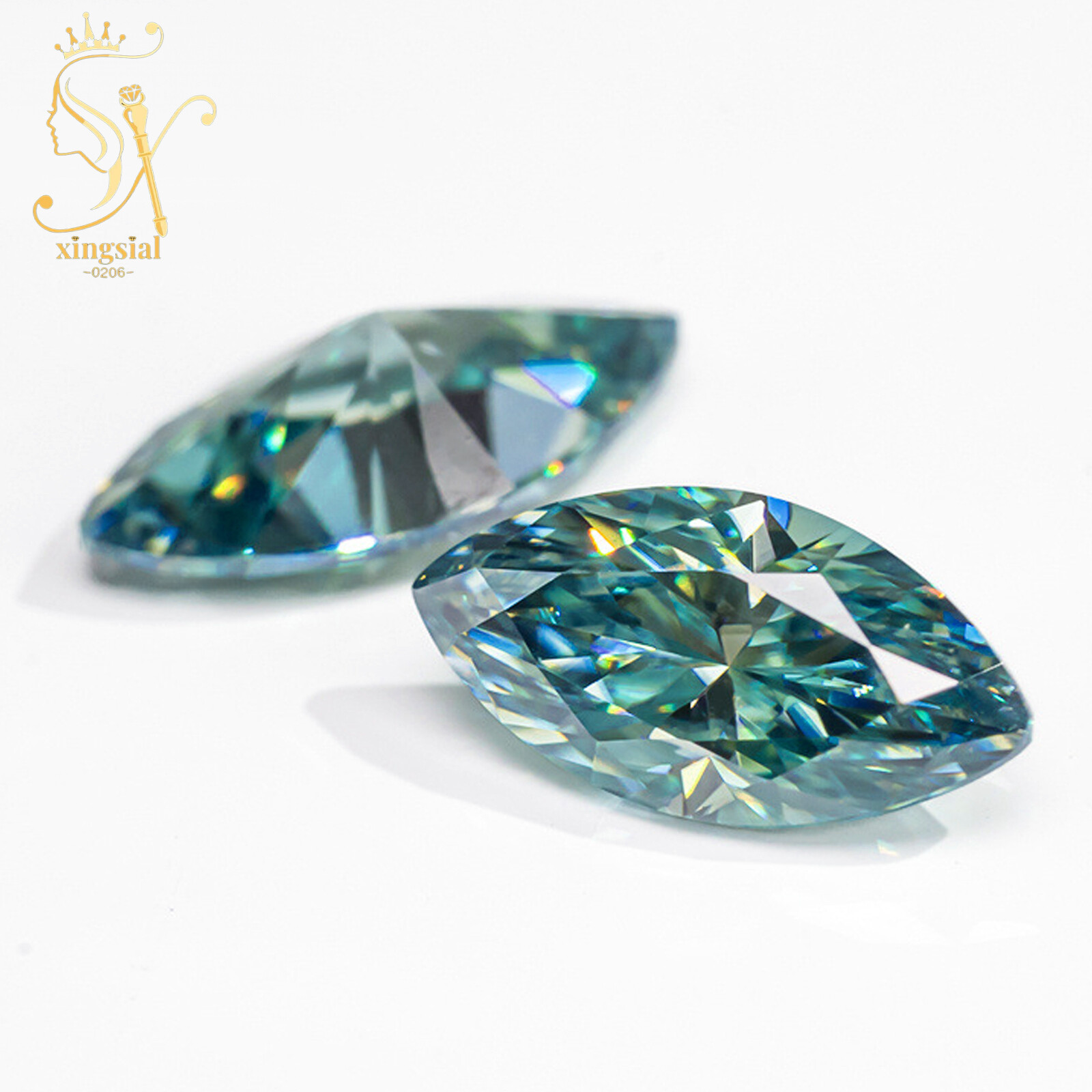 Real Moissanite Loose Stone Cyan Blue Color Marquise Cut VVS1 DIY Ring Gemstones