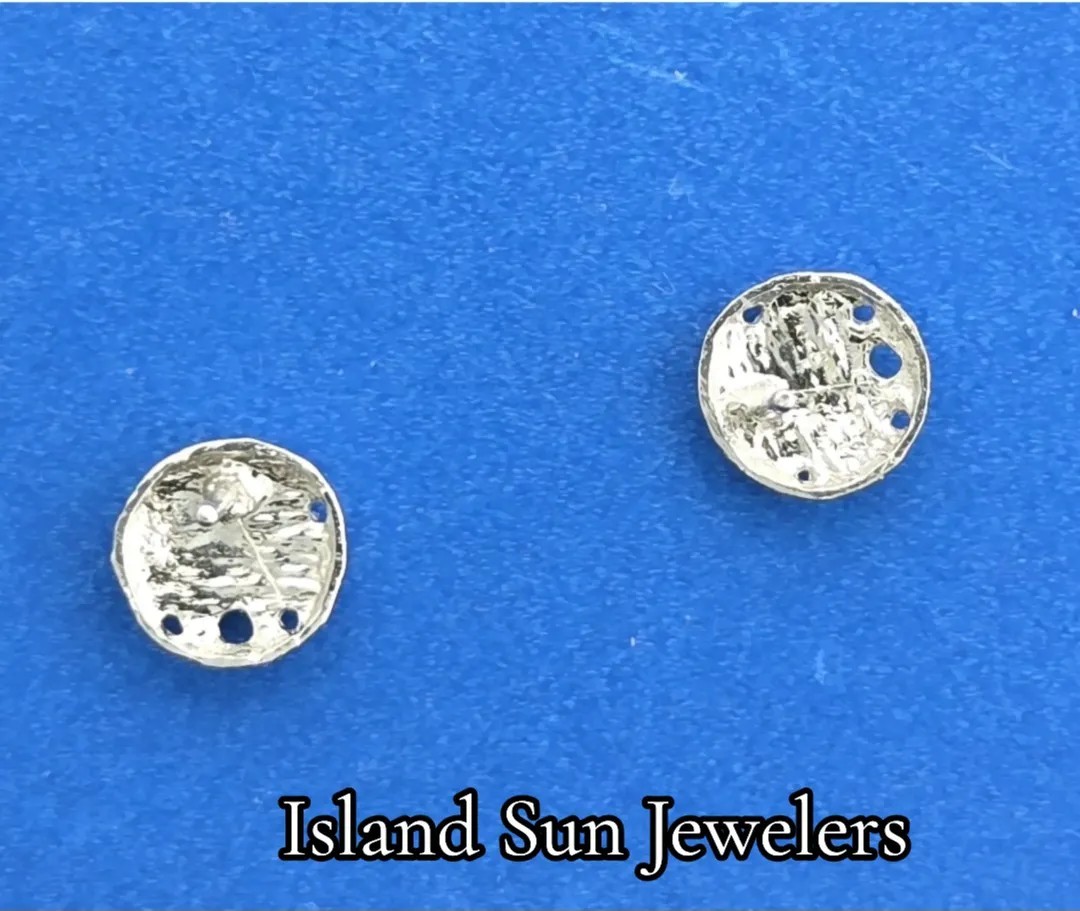 Sand Dollar Post Earrings, 14K White Gold