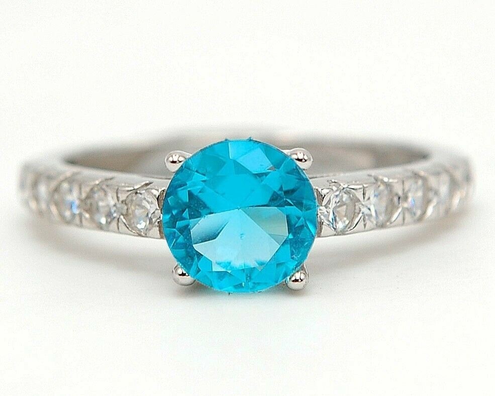 Heat Treated 2CT Blue Topaz 925 Solid Sterling Silver Ring Sz 7 UB3-9