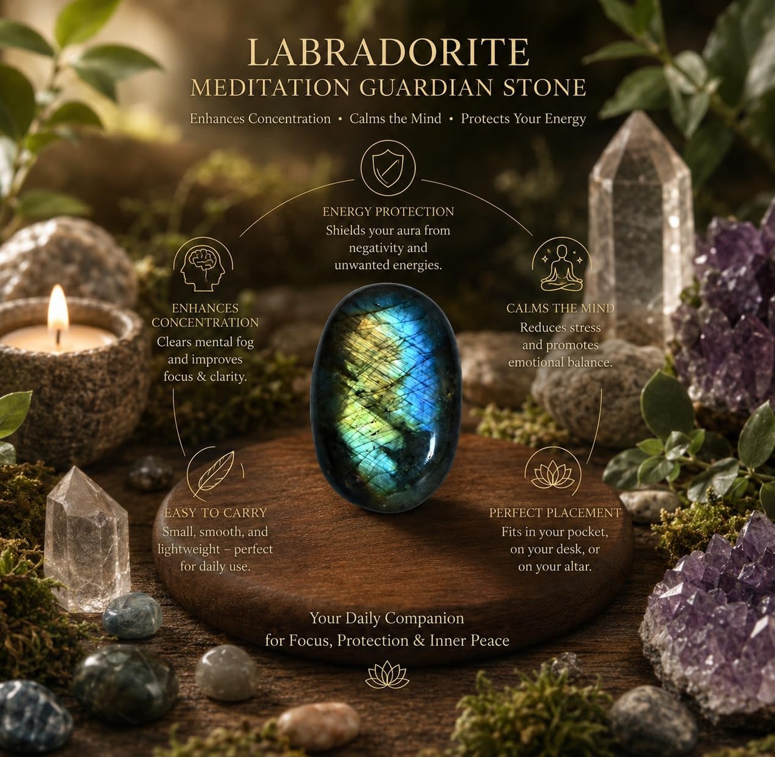 2PCS Labradorite Crystals, Irregular Shaped Gemstone Labradorite Worry Stones…