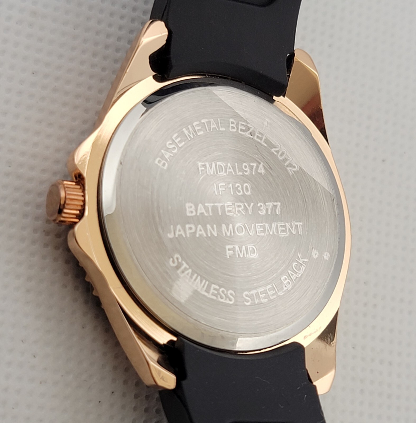 Ladies Casual Sport Trendy Round Rose Gold Tone Black Poly Band Analog Watch I9