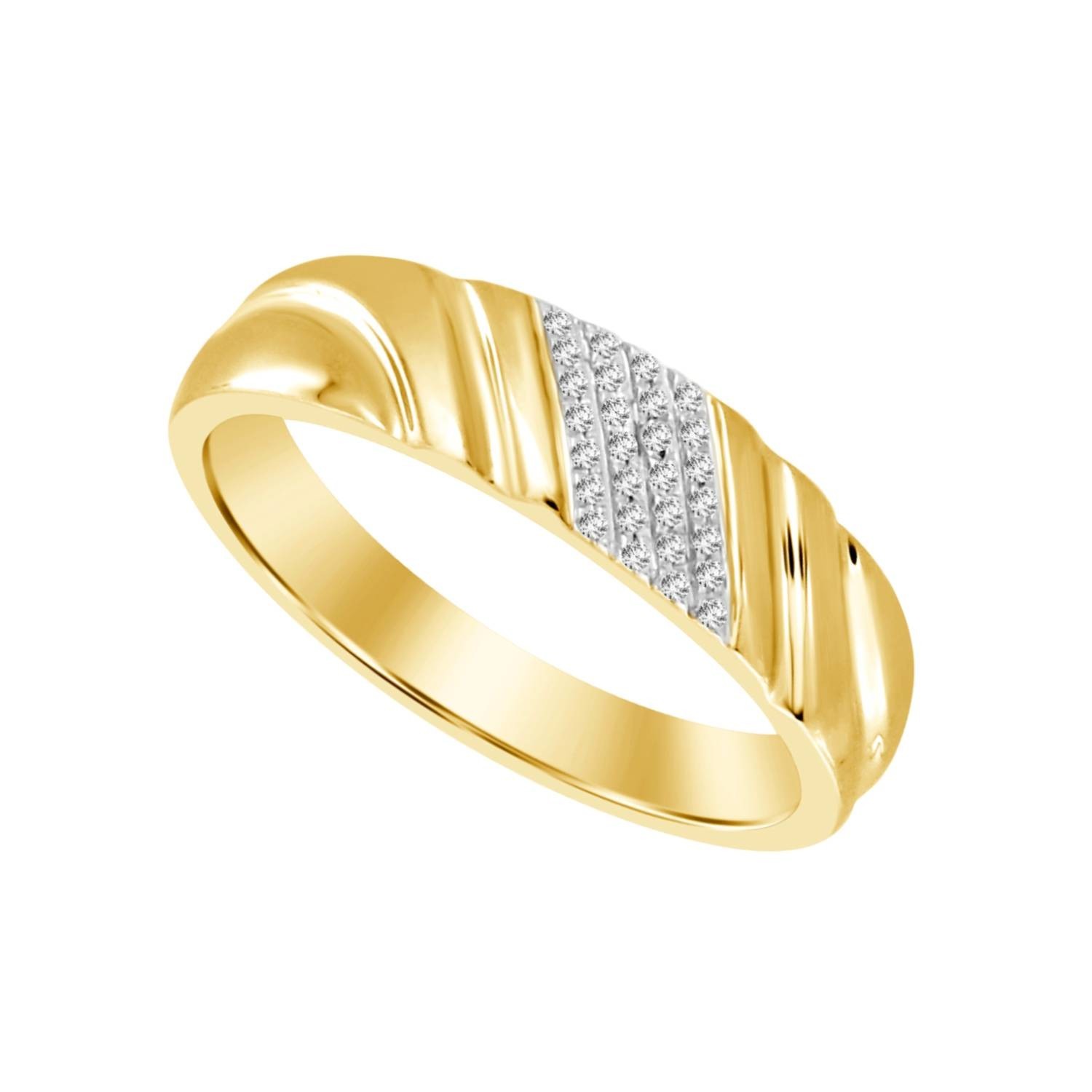 10K Yellow Gold 1/50 ct Natural Round Diamond Accent Men’s Wedding Band