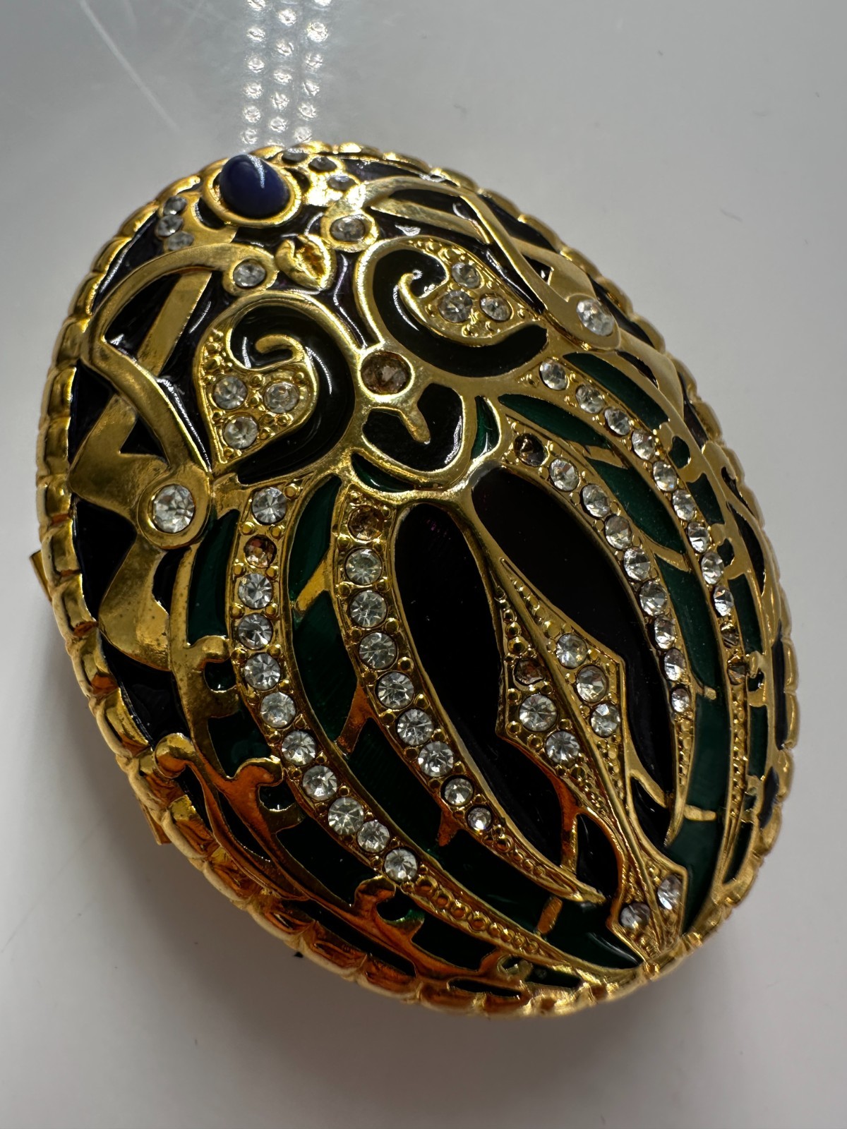 Vintage Bob Mackie Gold-tone Enamel Beetle Pill Box
