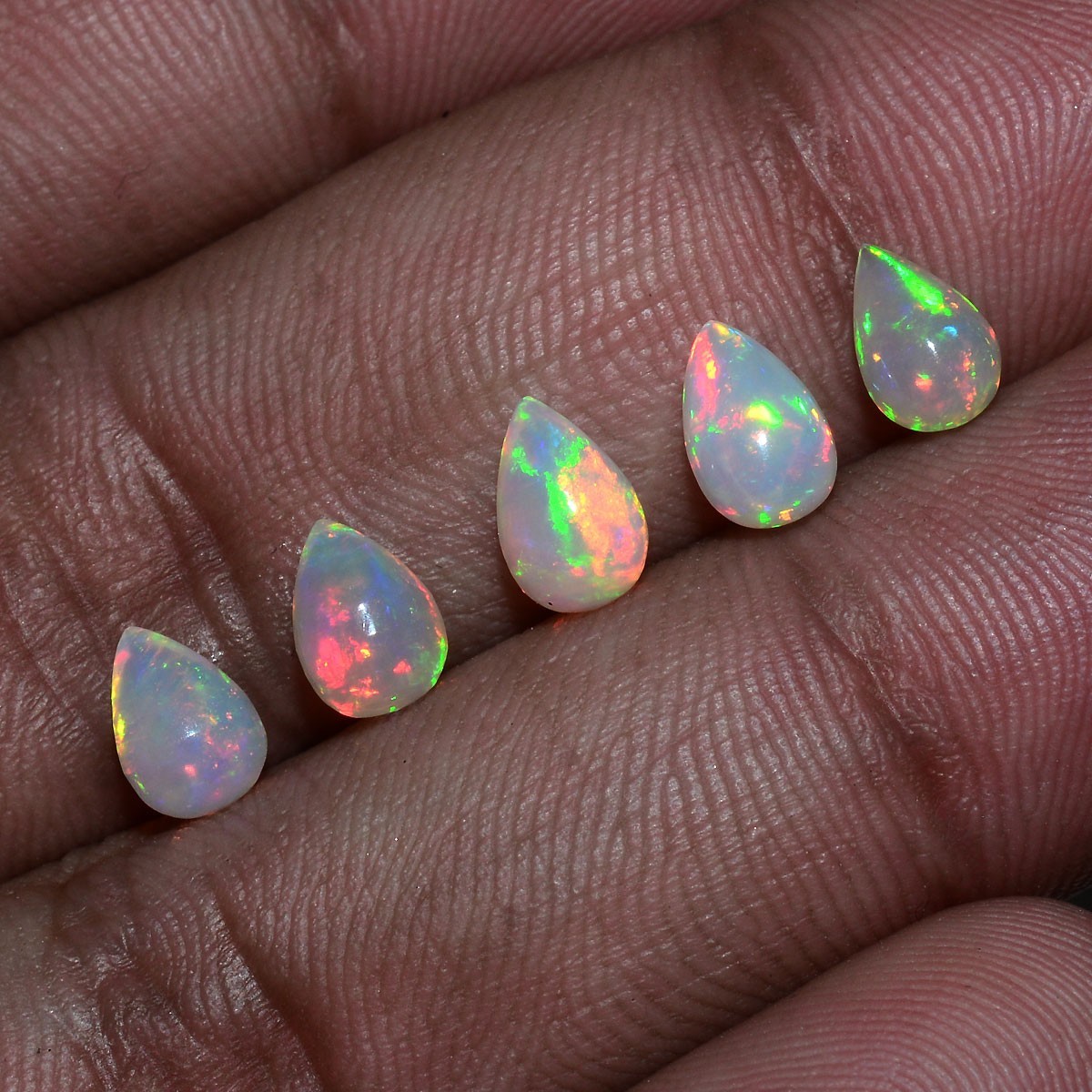 Set 5 Pcs Natural Ethiopian Opal Hi-Grade Teardrop Undrilled Loose Gemstones Lot