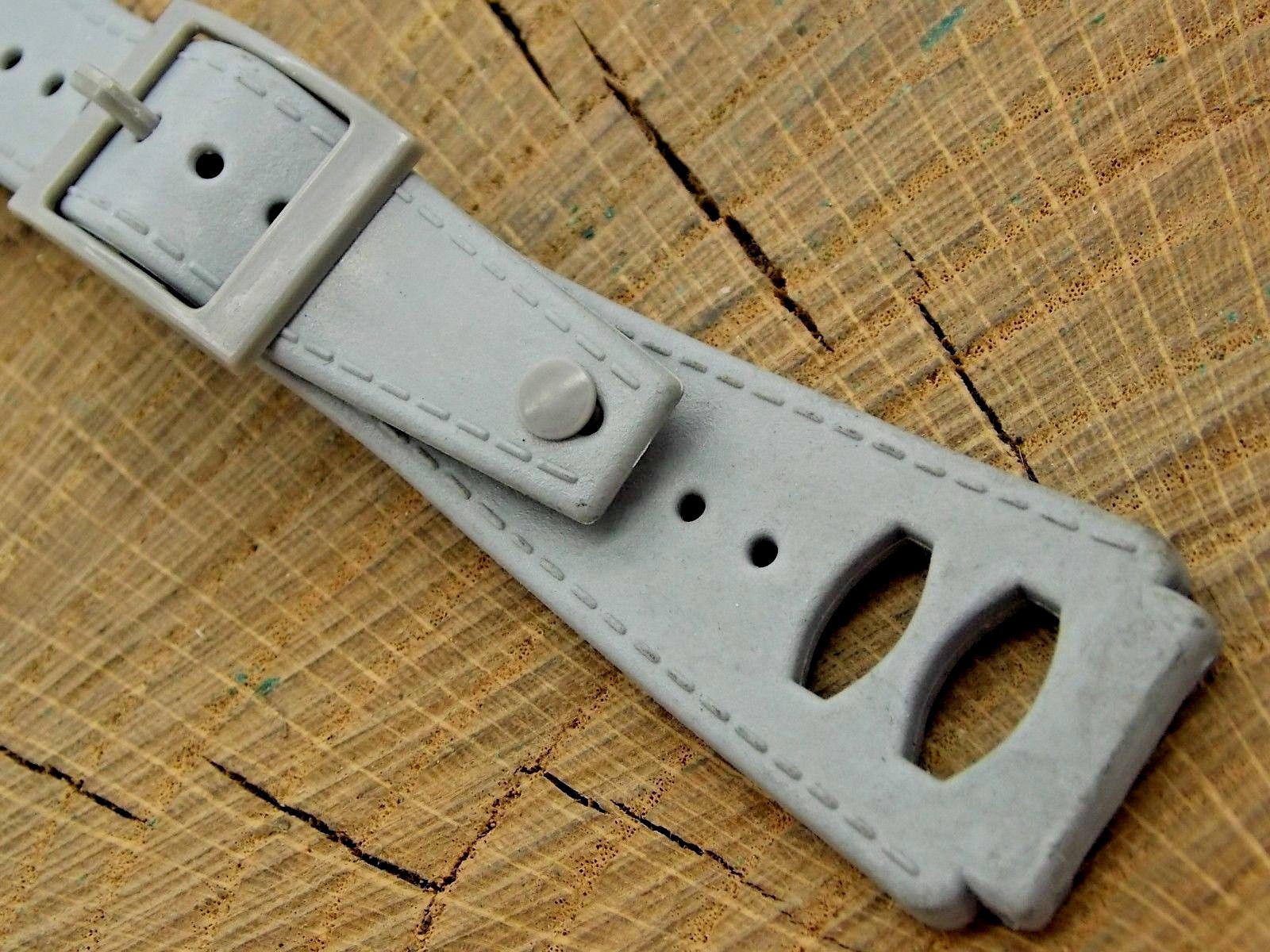 Unused Gray Rubber Vintage Watch Band w Gray Buckle Mens 19mm 3/4″ Straight NOS