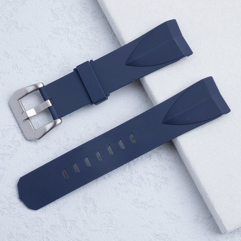 22mm Black Blue Silicone Rubber Strap Watch Band Fits Corum ADMIRAL’S CUP