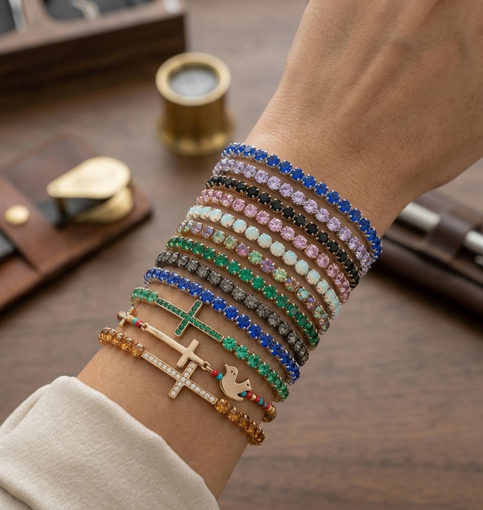 Sapphire Emerald Gemstone Tennis Bracelets | Choose Your Style