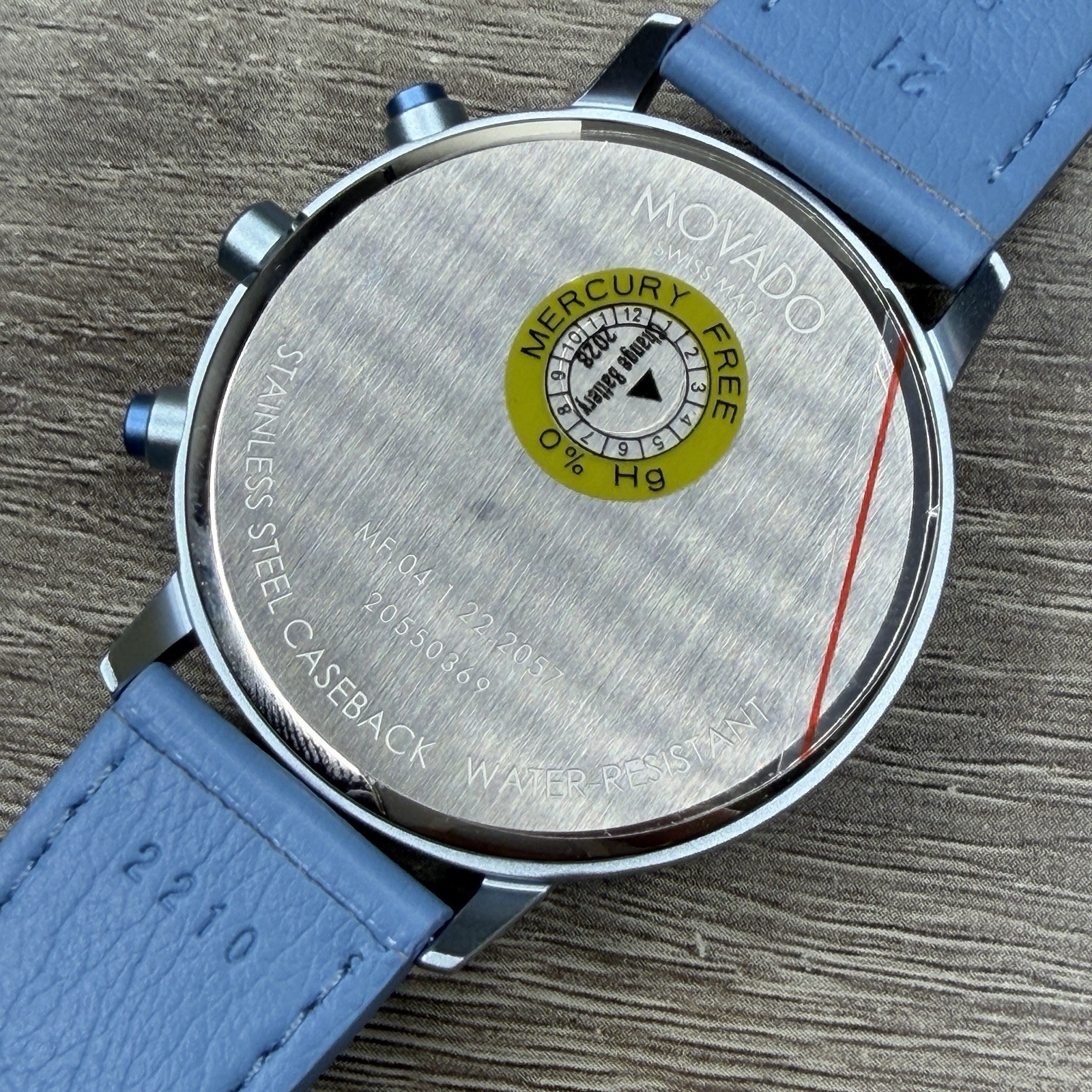 NEW✅SWISS✅ Movado FACE Blue Dial Blue Leather Chrono Aluminum Men Watch 3640149