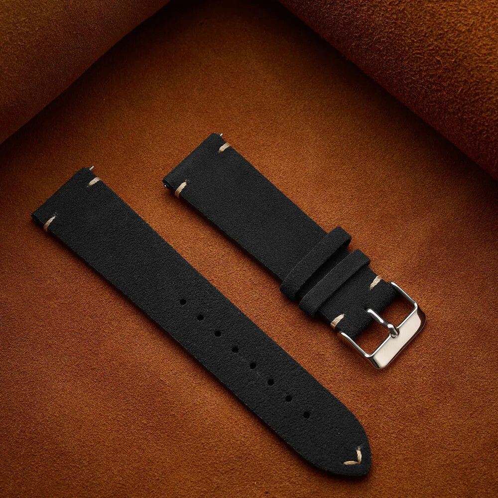 Vintage Matte Velvet Genuine Leather Strap 14 16 18mm 20mm 22mm Watch Band Belt