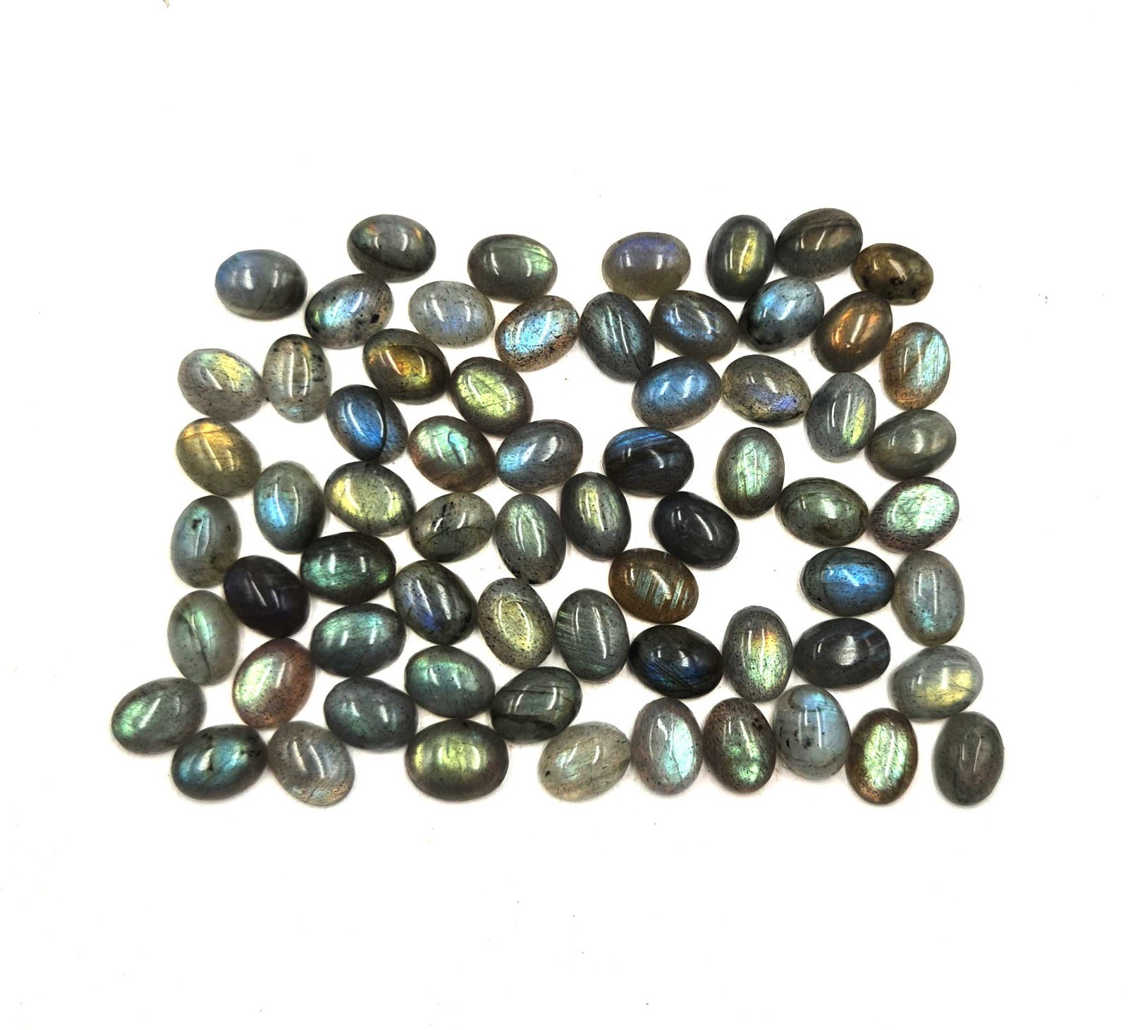 Natural Labradorite Oval Cabochon Loose Gemstone Lot 74 Pcs 6*8 MM 100 CT