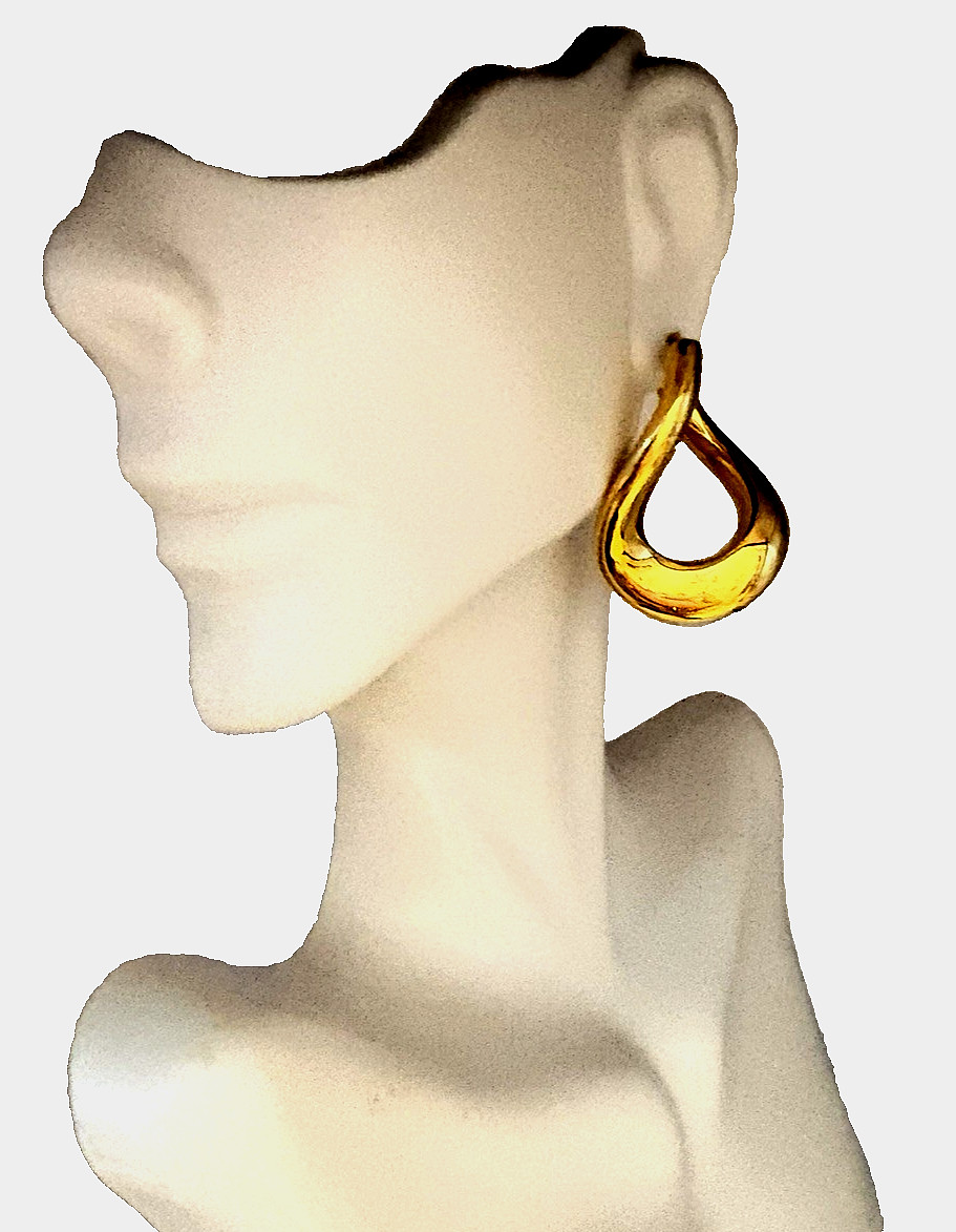 14K YG Gold Large Twist Hoop Earrings 1.5” Puffy Milor Italy Heavy 10.7g Estate