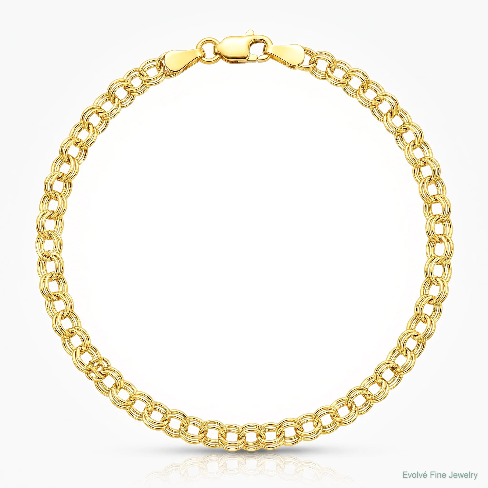 10K Yellow Gold 3.5mm Solid Double Link Charm Bracelet