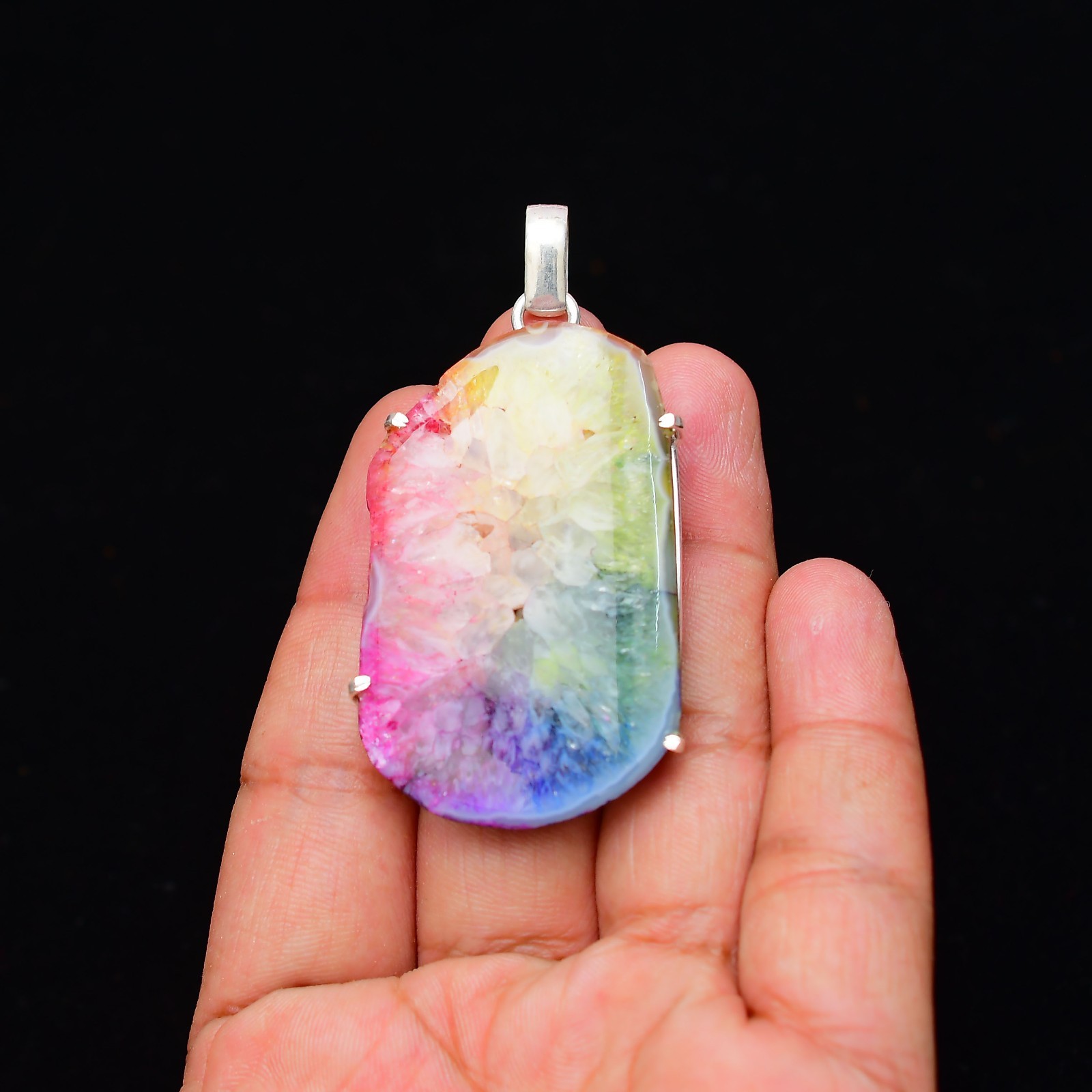 Solar Quartz Gemstone 925 Sterling Silver Jewelry Pendant 2.36″
