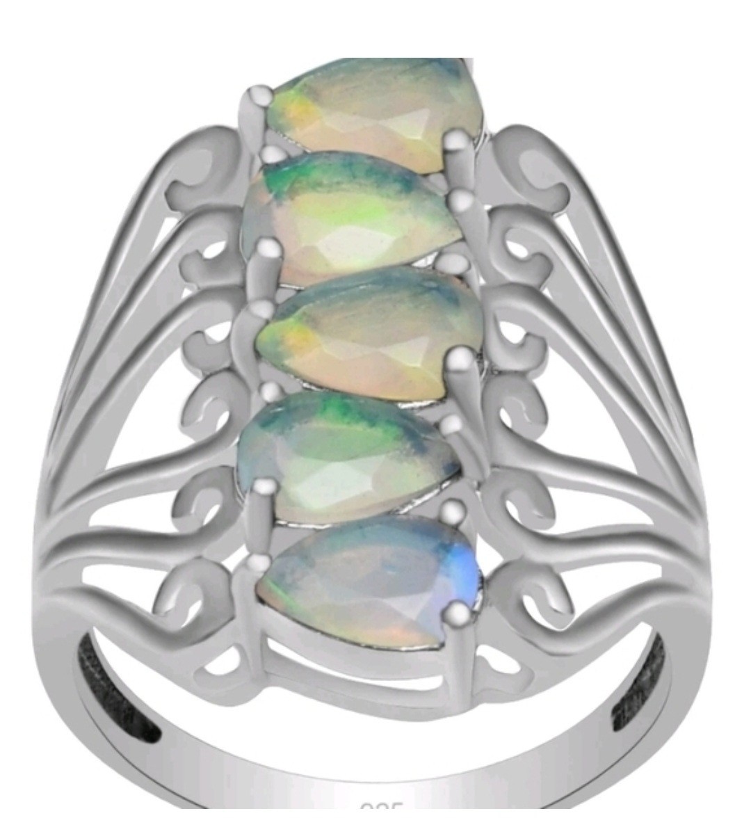 Ethiopian Fire Opal And Sterling Silver Statement Ring Size 9