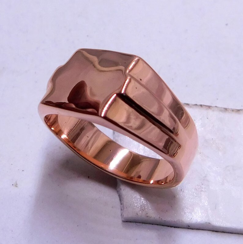 Copper Designer Textured Signet Cast Band Ring New Arrival Gift For Him Jewelry