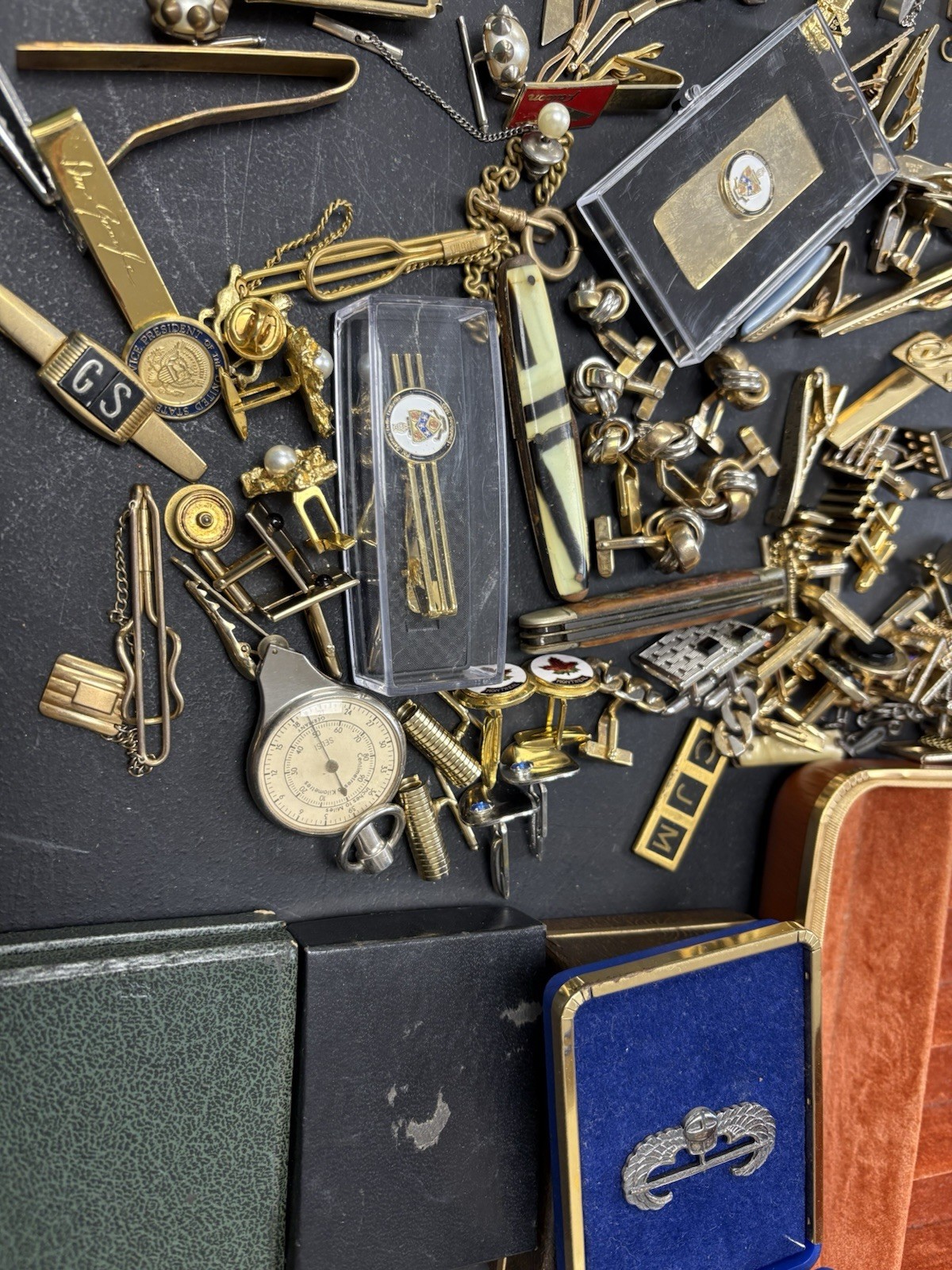 Huge Vintage Men’s Cufflink Pocket Watch & Jewelry etc Lot over 150 PC LOT