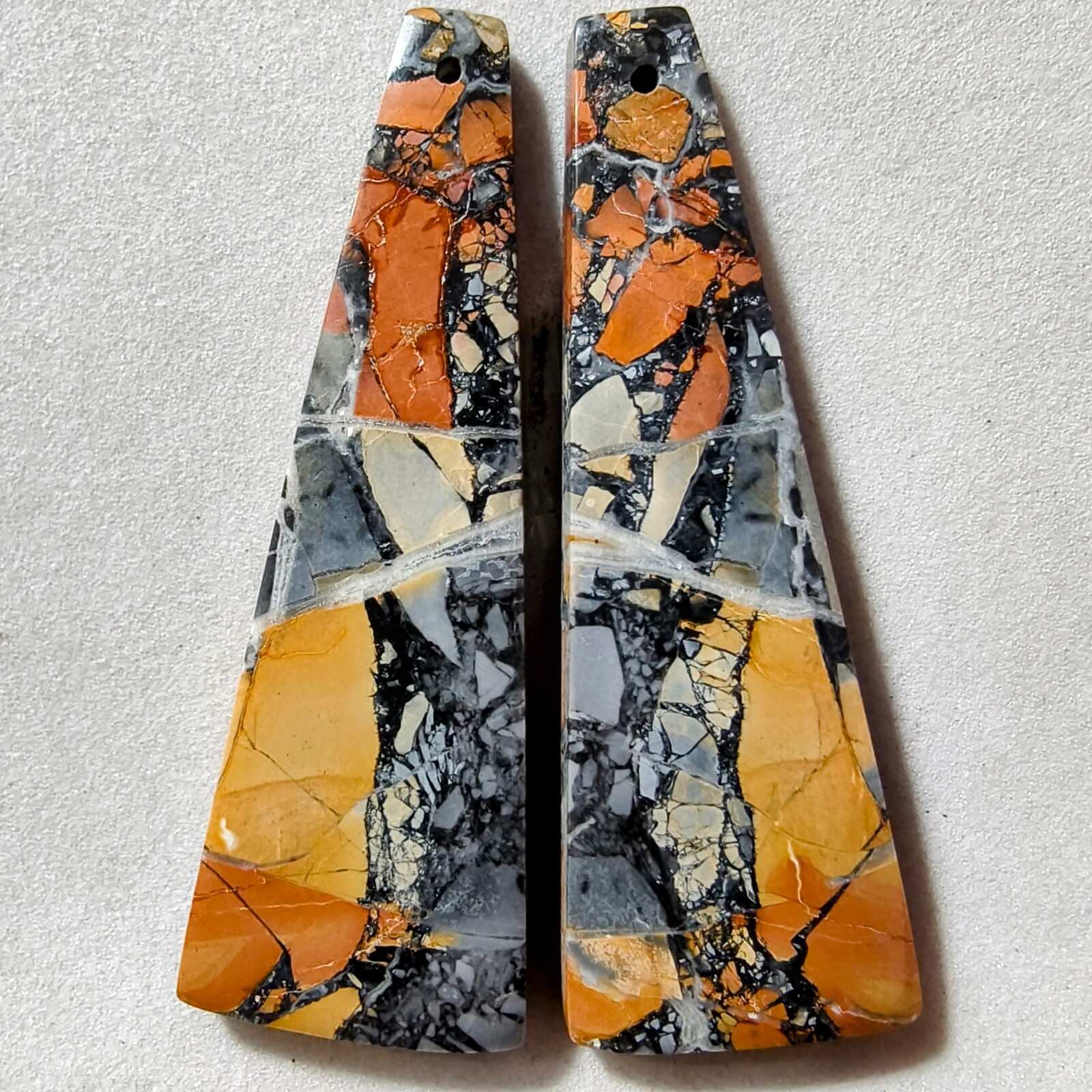 71 Cts Natural Maligano Jasper Drilled Match Pair Cabochon Gemstone 48.9X16.6 MM