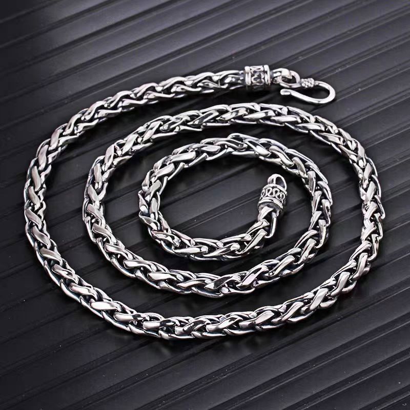 Solid S925 Sterling Silver Chain Men Women 6mm 8mm Wheat Link Necklace 20-30in L