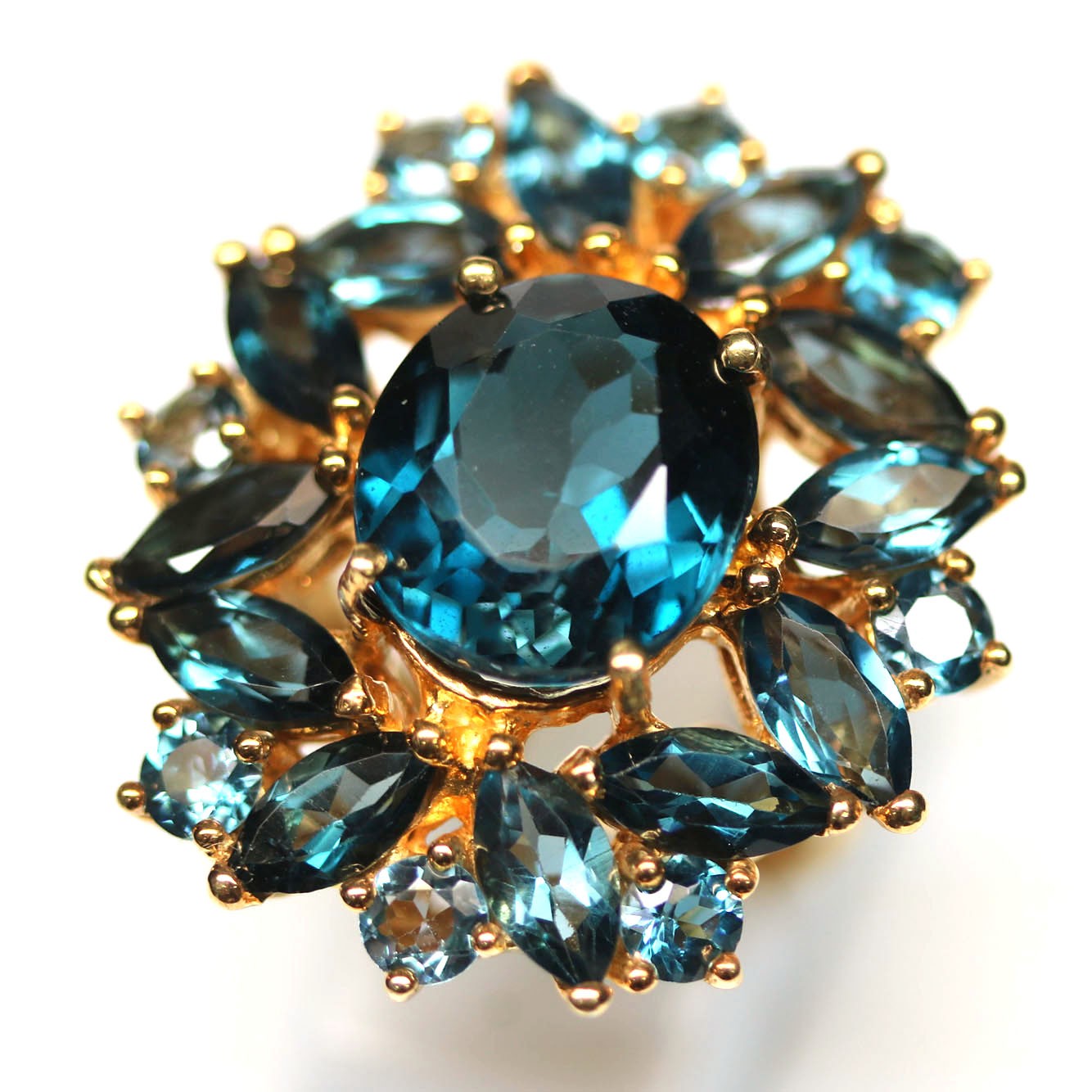 Handmade 925 Sterling Silver London Blue Topaz Ring Size 6.5 18K Gold Plated