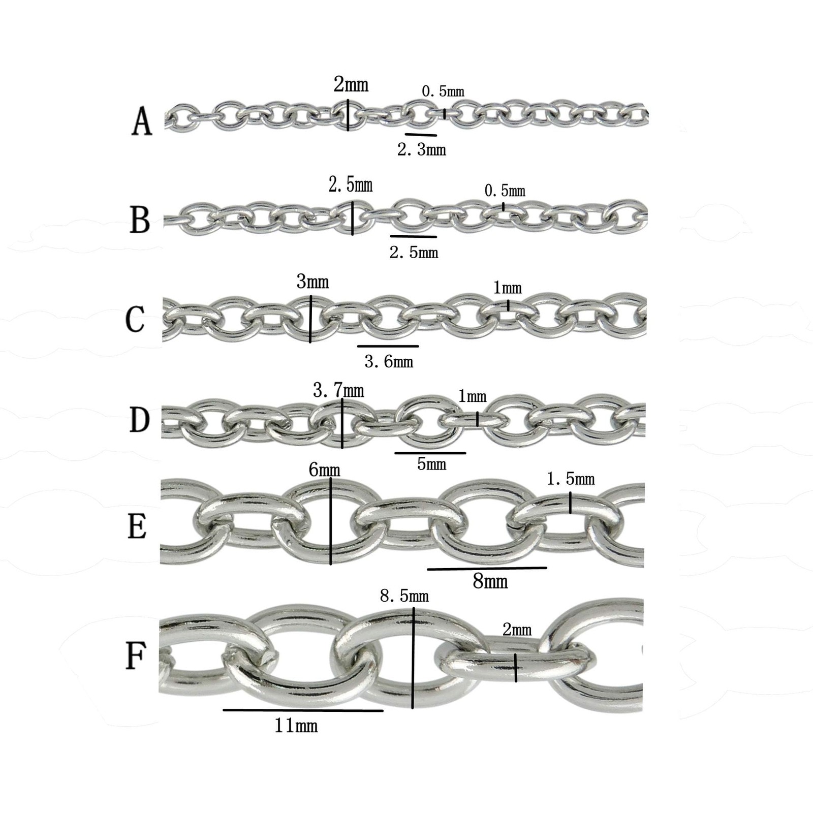 33ft Stainless Steel Rolo Cable Chains Findings Fit For Jewelry Making sc1027a