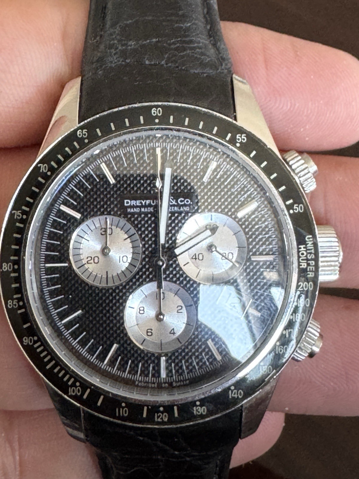 DREYFUSS CO 1853 # 2355 CHRONOGRAPH WATCH MEN QUARTZ 40mm new battery With Box