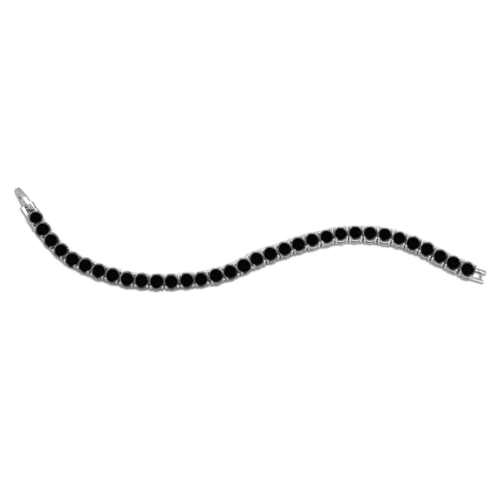 14.85Ct Round Cut Natural Black Diamond Women’s Bracelet In 925 Sterling Silver