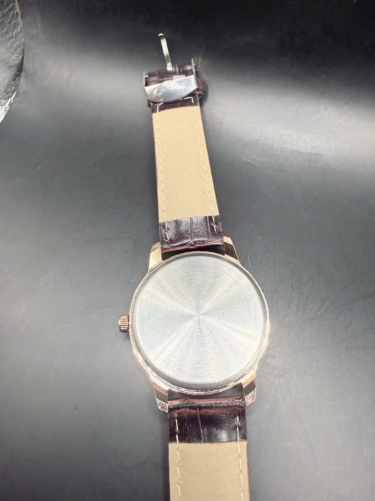 Mreurio Mens Brown Tone Leather Analog Day Date Quartz Watch As Is Working