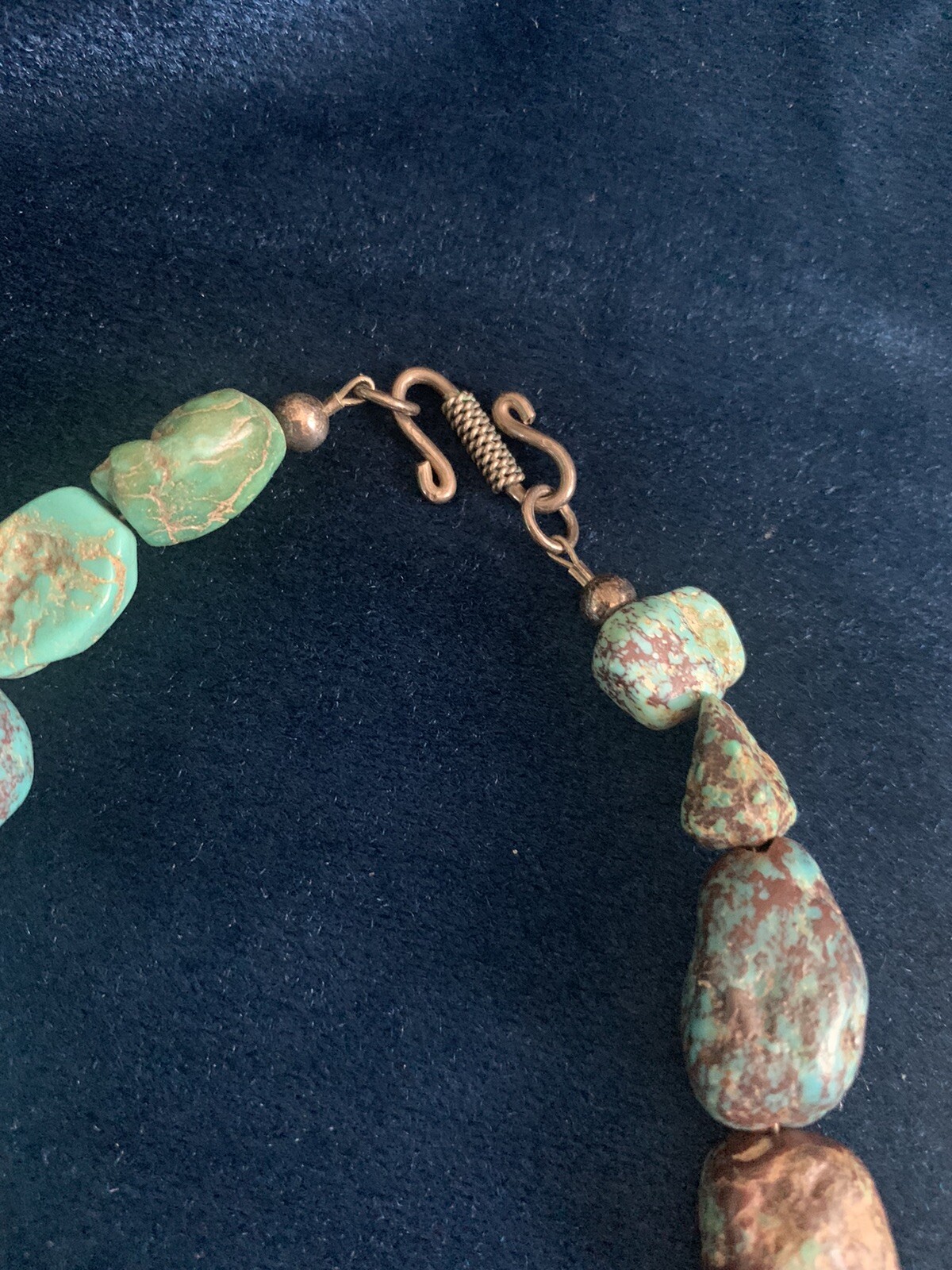 Vtg 16 In Turquoise Necklace Strung On Coated Wire