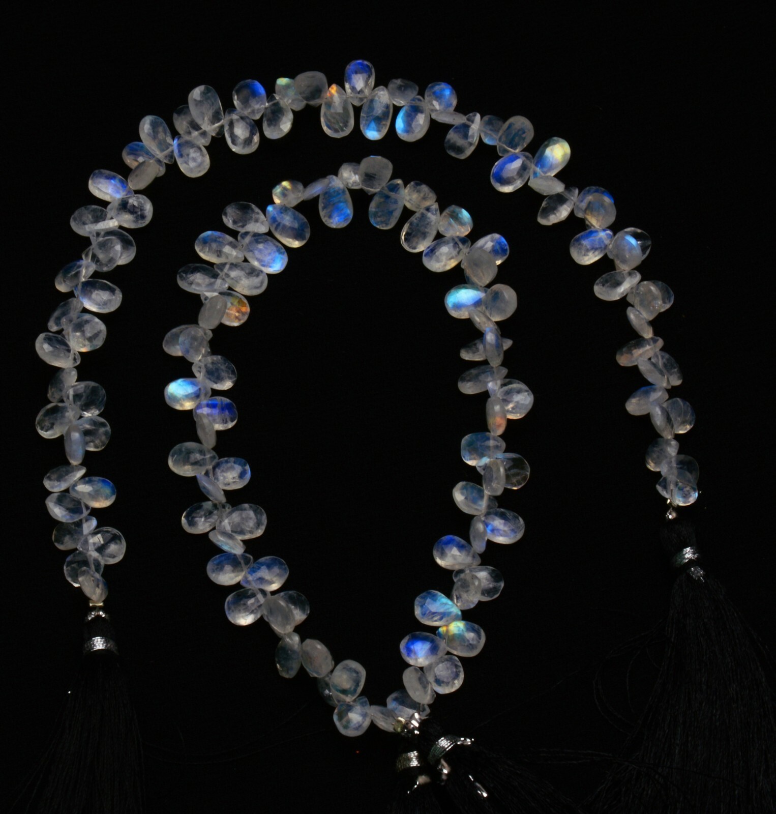 Blue Fire Rainbow Moonstone Gem 8×6 to 9x6MM Size Faceted Pear Shape Beads 10″