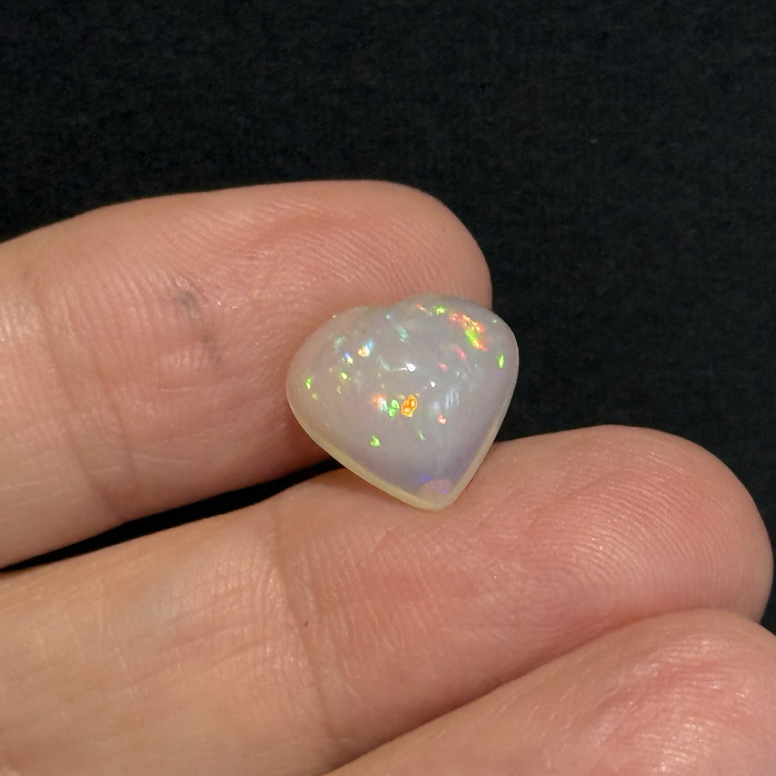 3.7ct 12.5×11.8×6.2mm Colorful Fine Pin Fire Heart Ethiopian Welo Opal Ring Gem