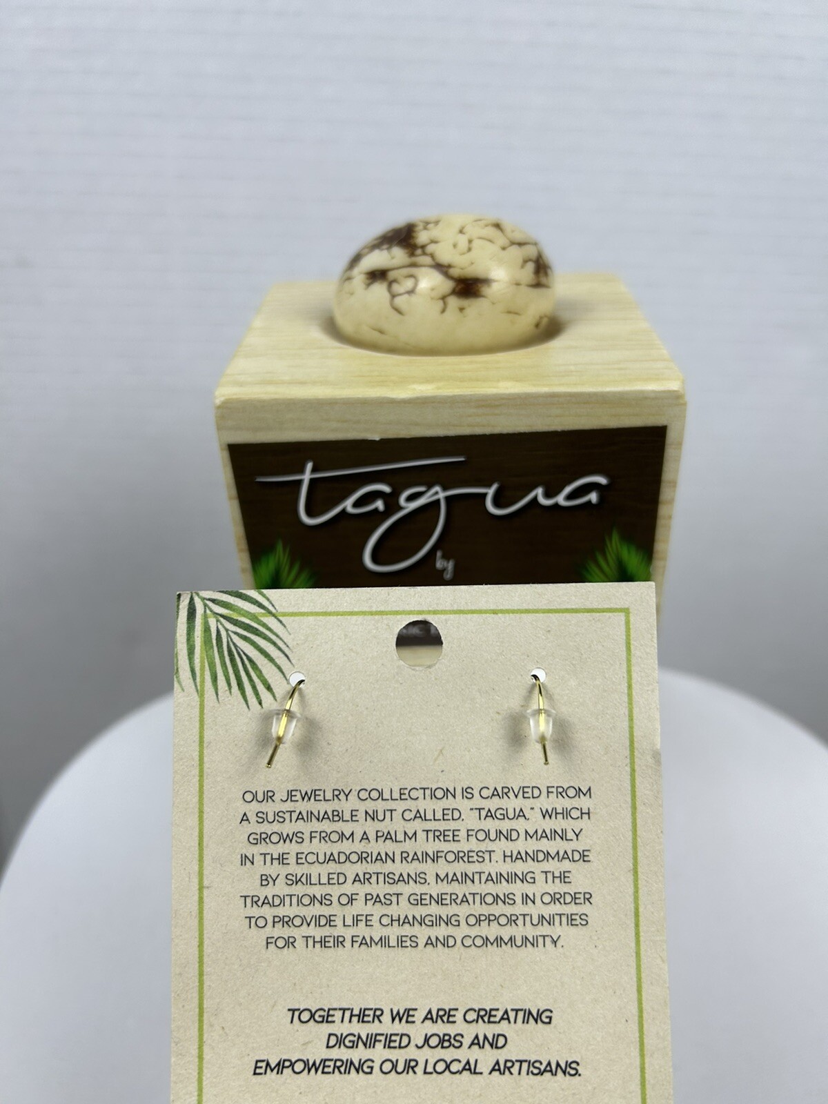 Fair Trade Tagua Nut Organic Earrings Jewelry (Sustainable & Eco-Friendly)