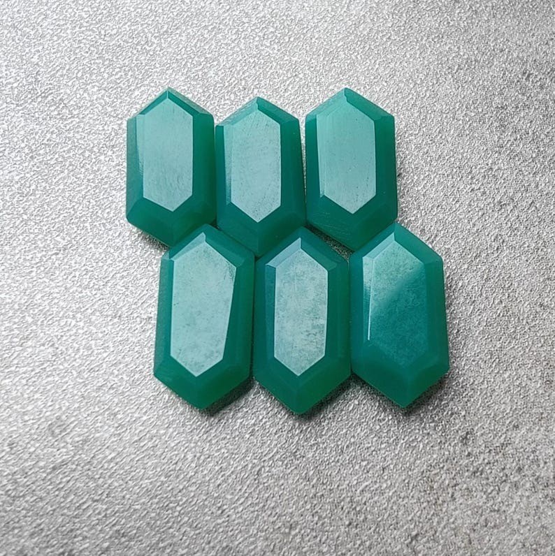 Natural Green Onyx Hexagon Flat Faceted Cut AAA Quality Calibrated Gemstones