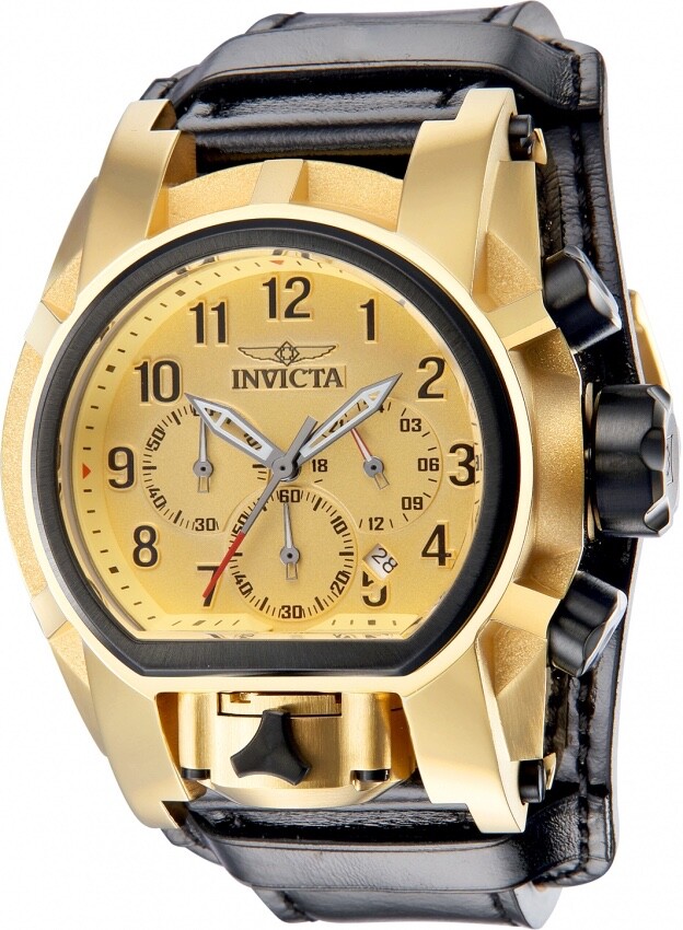 Invicta Men’s 52mm Bolt Zeus Magnum Dual Time/Movt Gold Dial Chronograph Watch