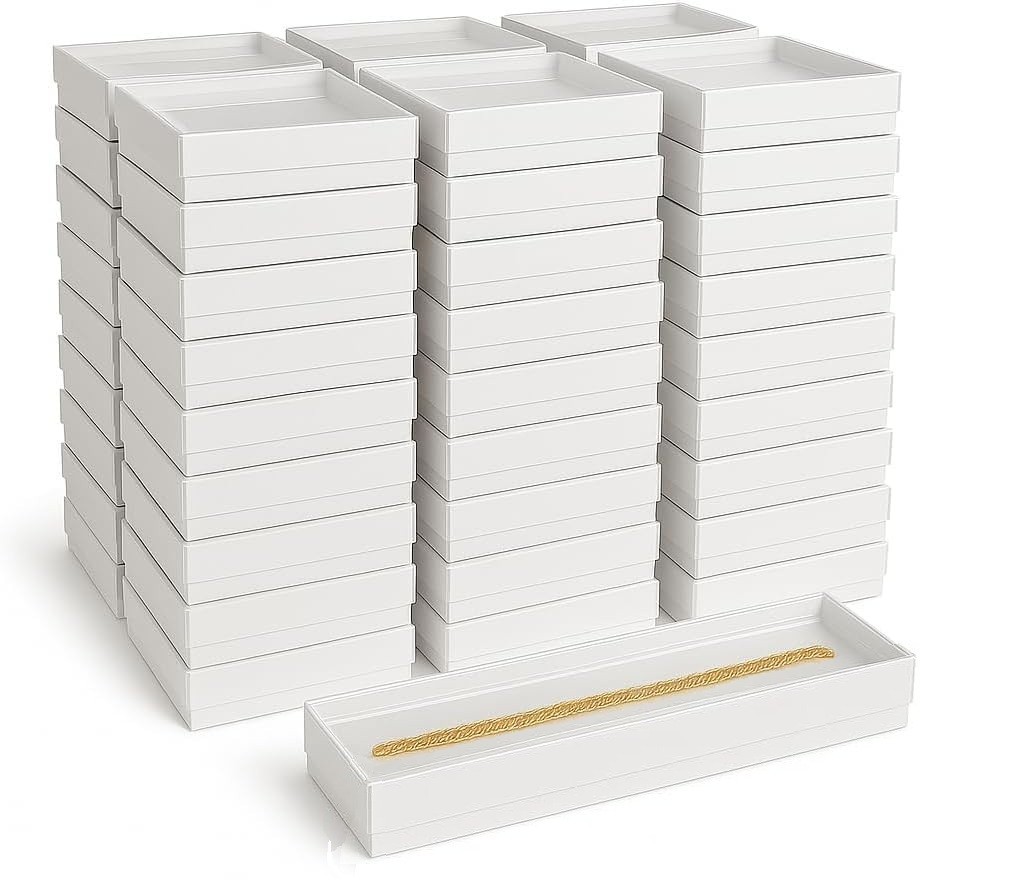 White Swirl with Clear Top Cotton Filled Jewelry Boxes