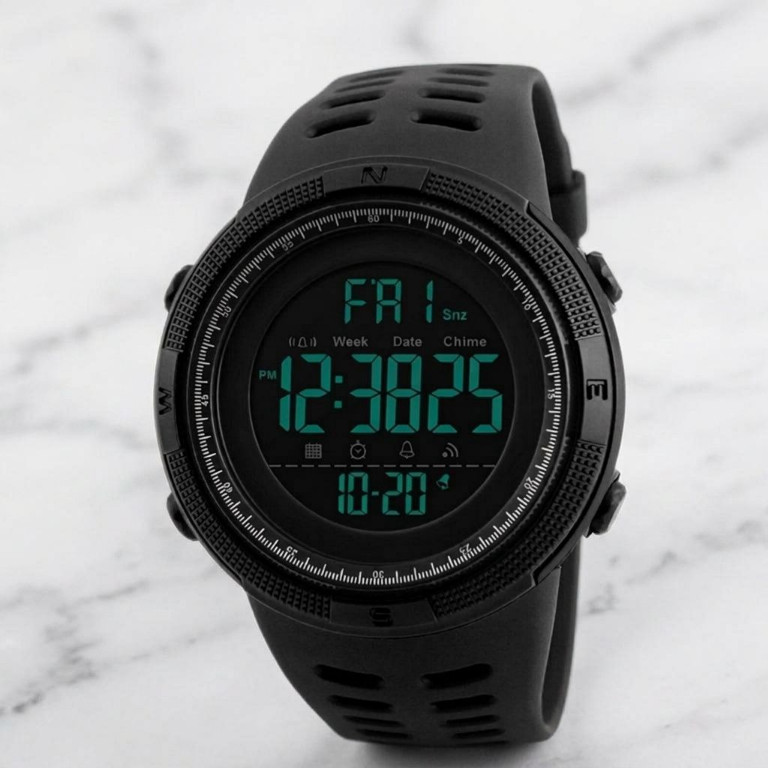 Men’s Digital Watch Army Military Sport Digital Black Silicone Strap Wristwatch