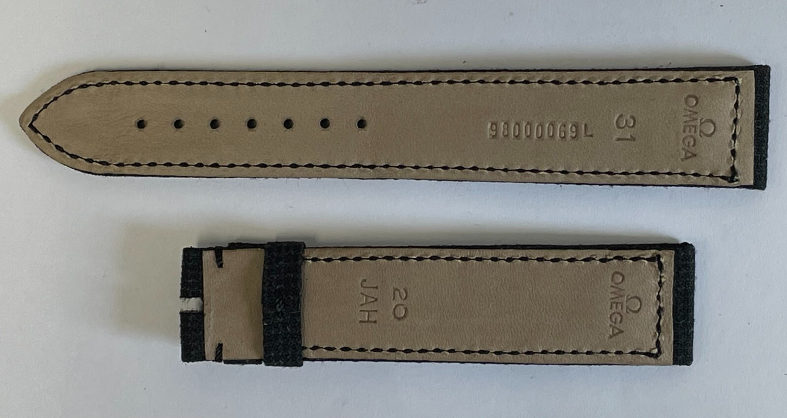 New genuine Omega strap made with Kevlar 98000069L black, 20mm Long